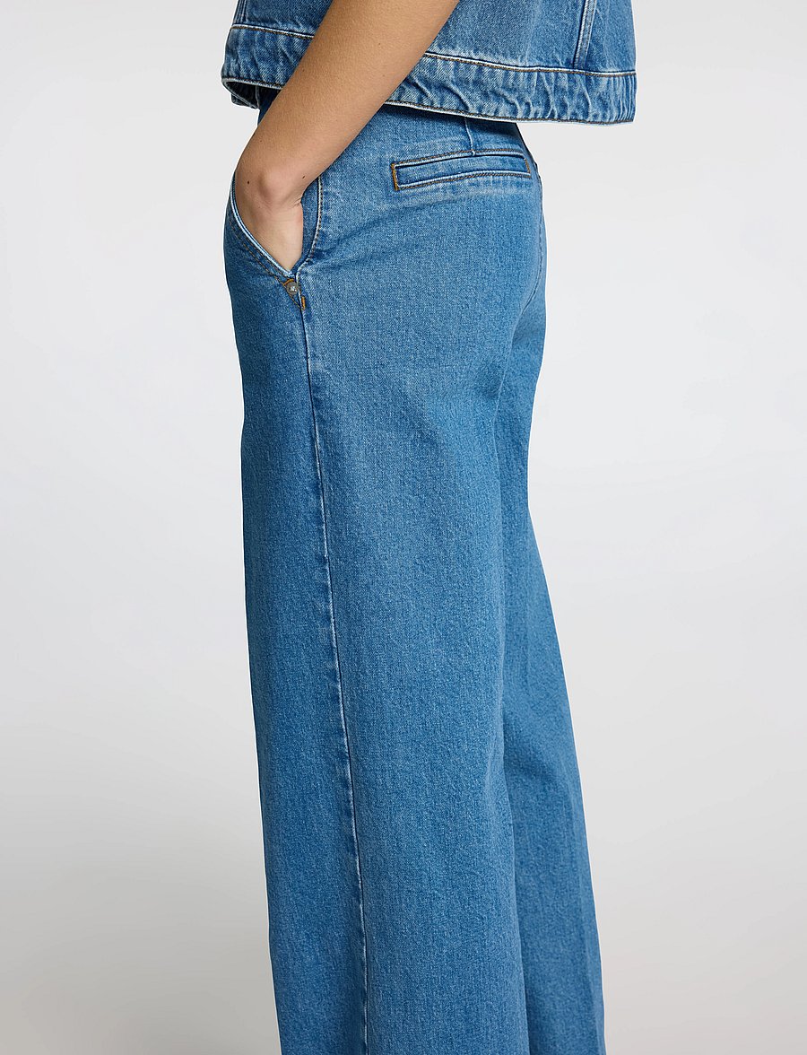 Selected - SLFEVELYN HW EXTRA WIDE JEANS - wide leg jeans - medium blue denim - 3