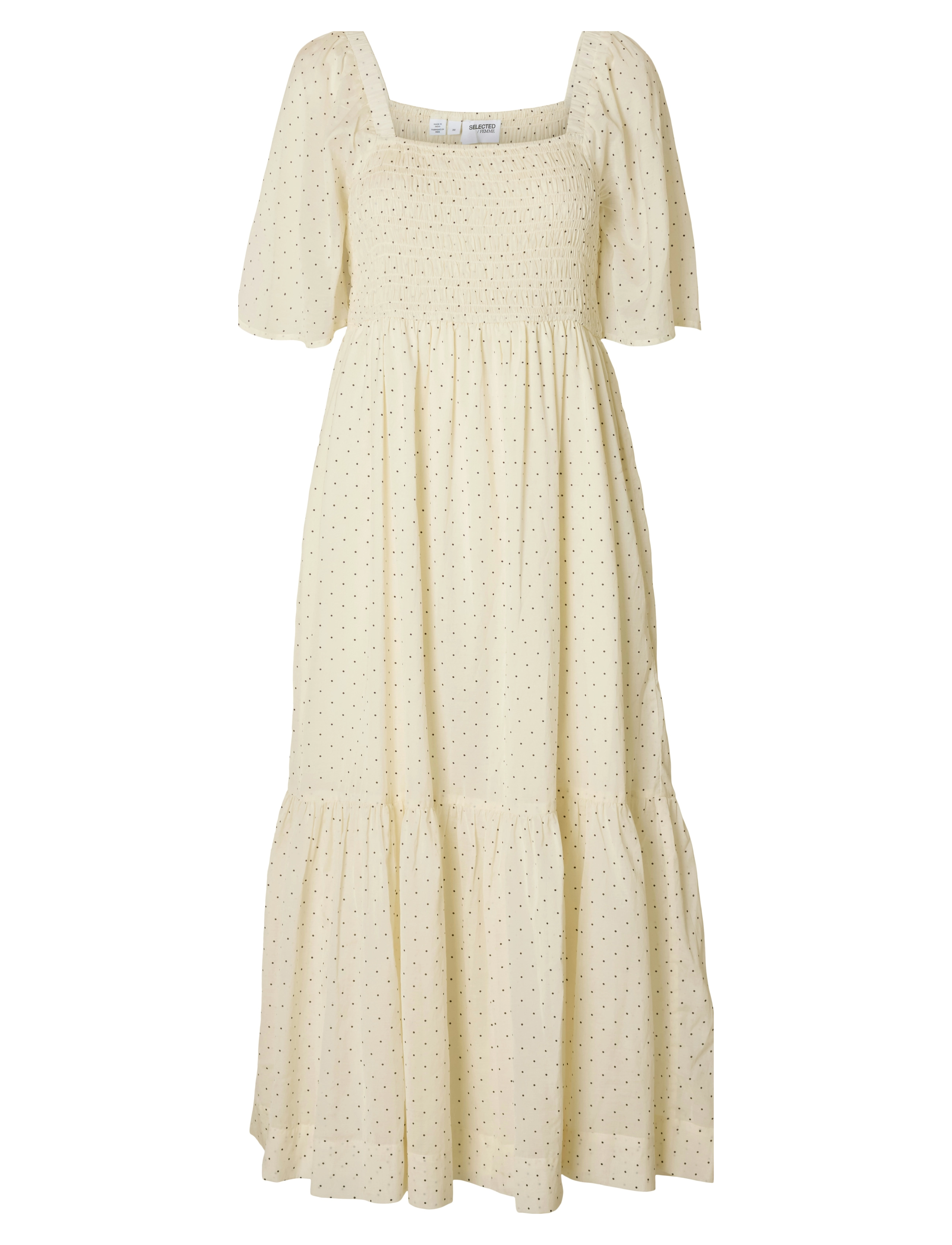 Selected SLFDORA SS AOP ANKLE DRESS B - Selected - BIRCH / cream