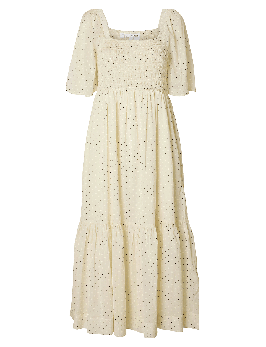 Selected - SLFDORA SS AOP ANKLE DRESS B - konfirmationstøj - birch - 1