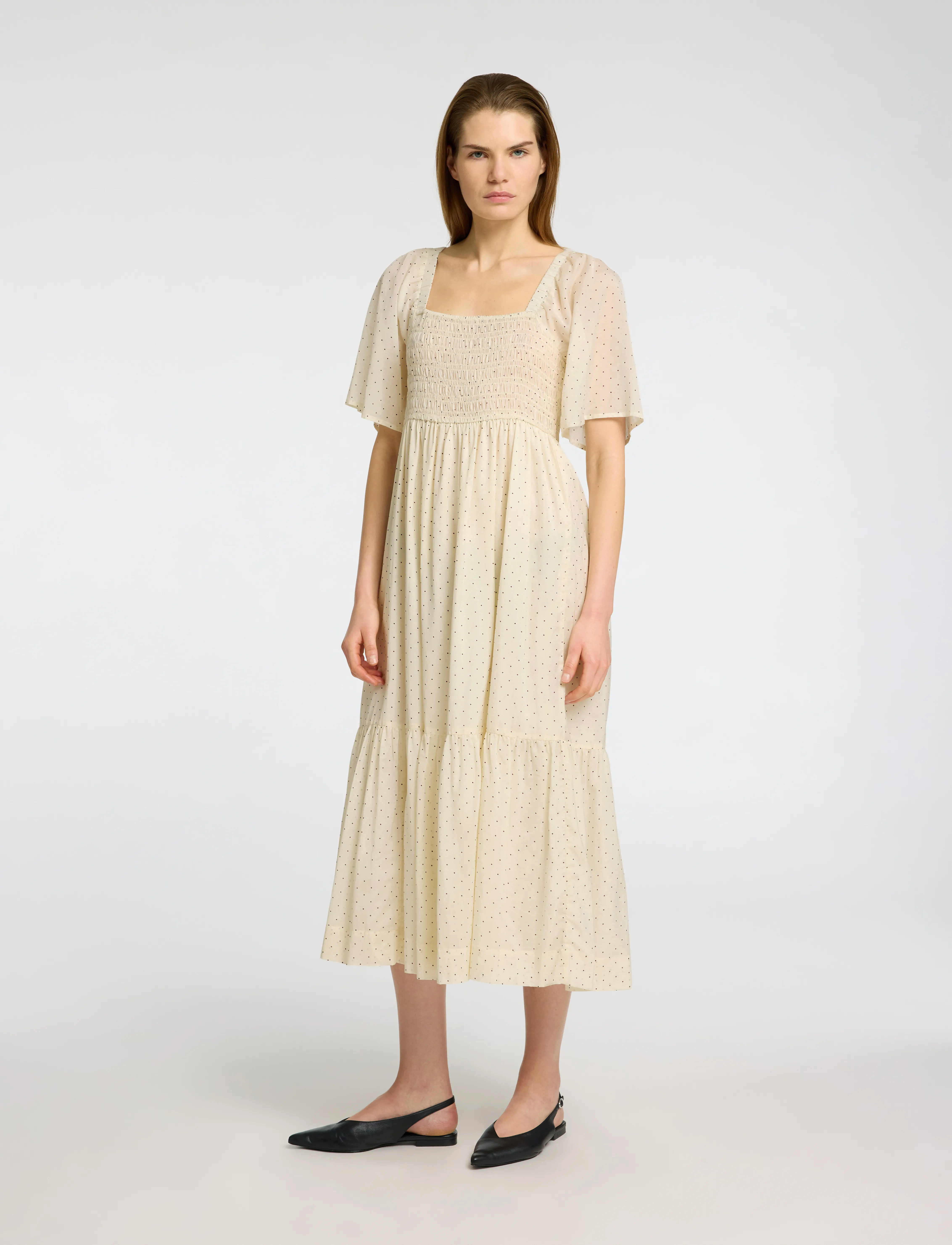 Selected SLFDORA SS AOP ANKLE DRESS B - Konfirmation - BIRCH / cream
