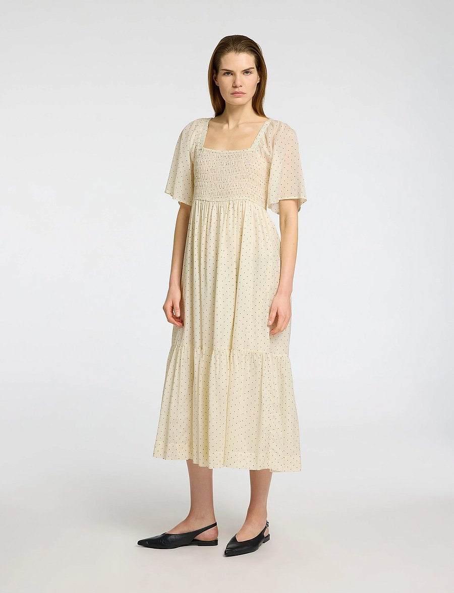 Selected - SLFDORA SS AOP ANKLE DRESS B - konfirmationstøj - birch - 0