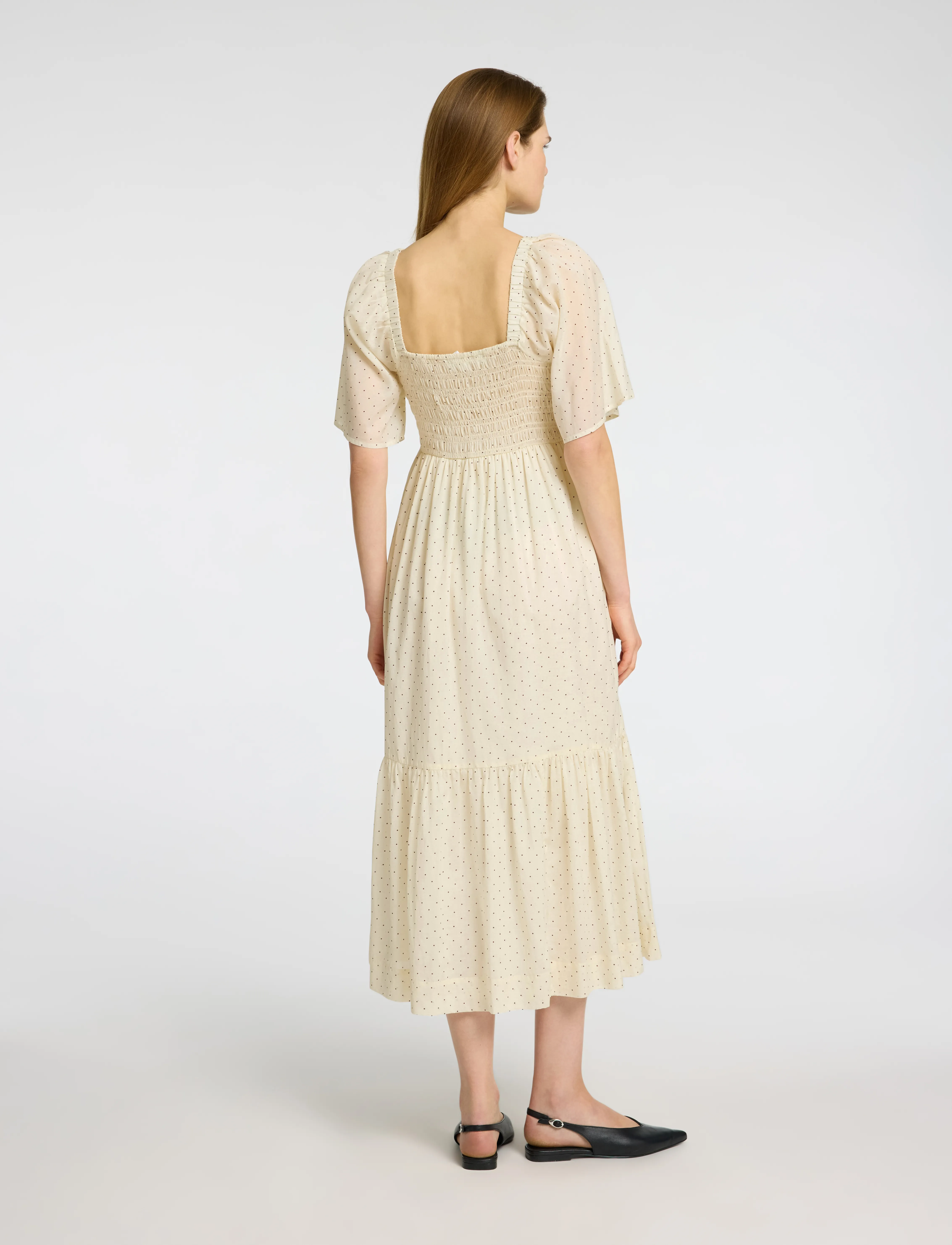 Selected - SLFDORA SS AOP ANKLE DRESS B - konfirmation - birch - 2