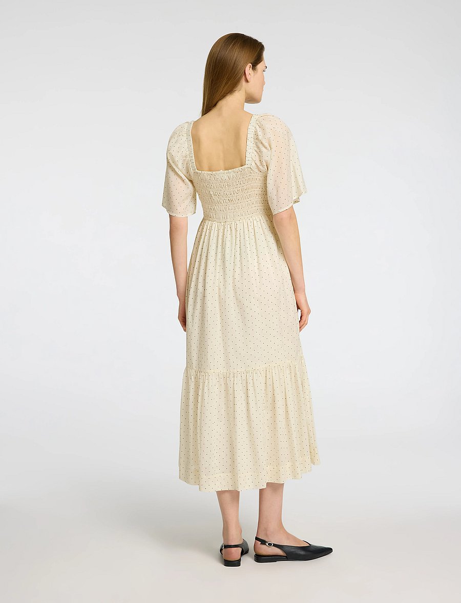 Selected - SLFDORA SS AOP ANKLE DRESS B - konfirmationstøj - birch - 2