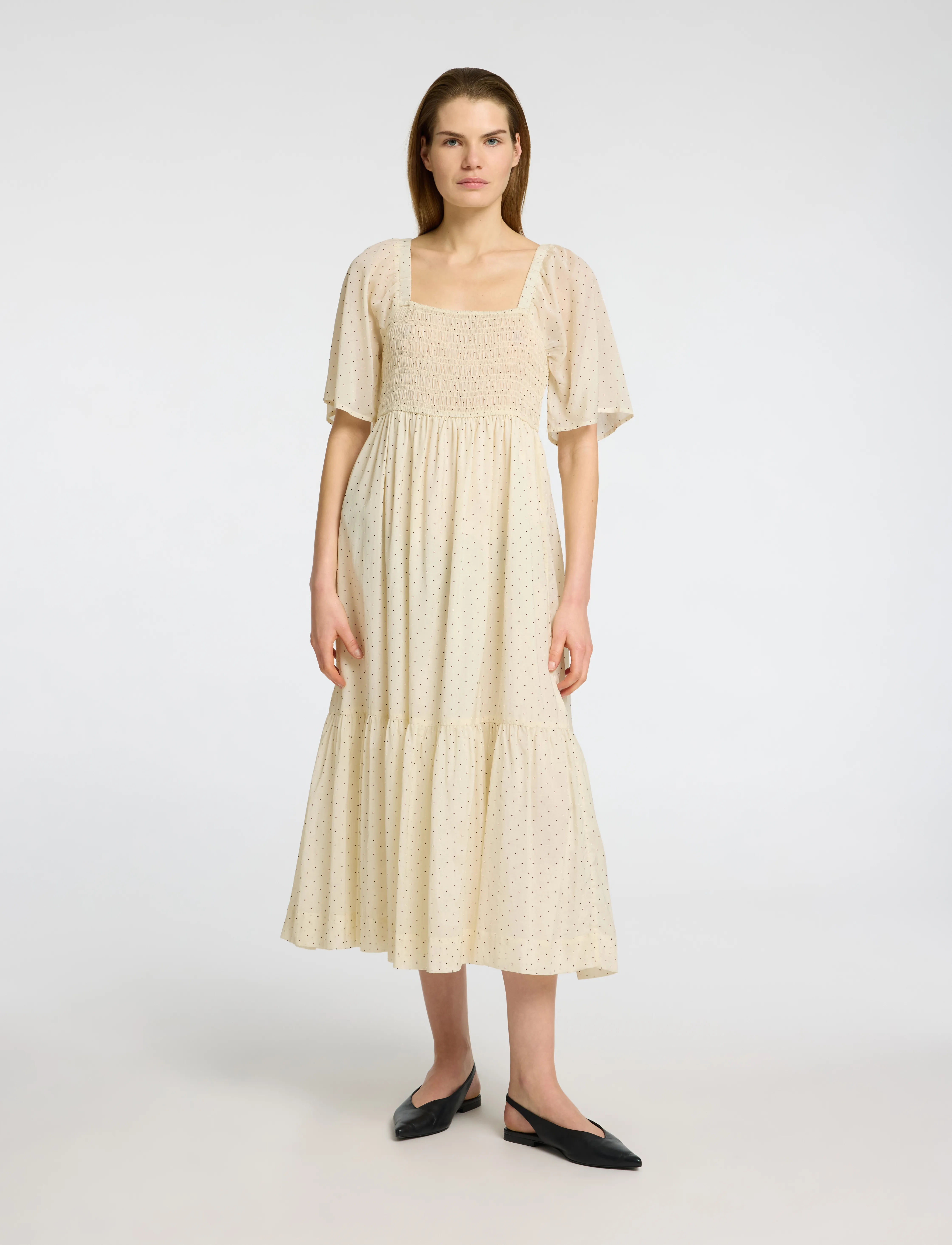 Selected - SLFDORA SS AOP ANKLE DRESS B - konfirmation - birch - 4