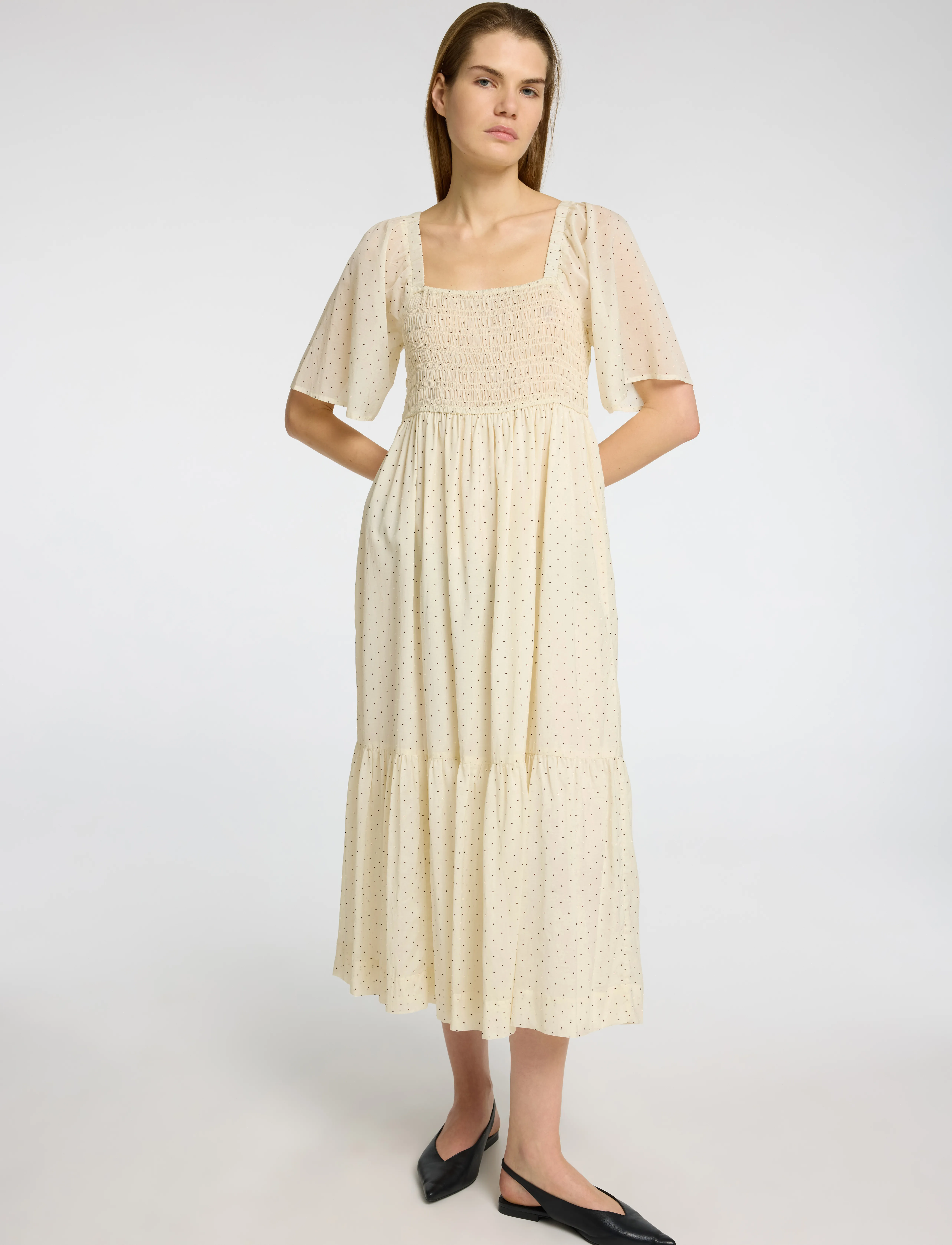 Selected - SLFDORA SS AOP ANKLE DRESS B - konfirmation - birch - 5