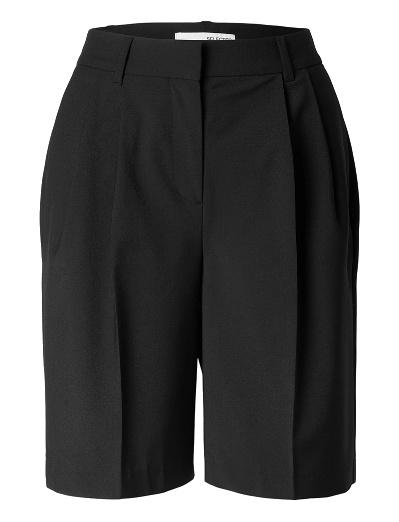 Selected - SLFABBI LS HW BERMUDA SHORTS - bermudashorts - black - 0