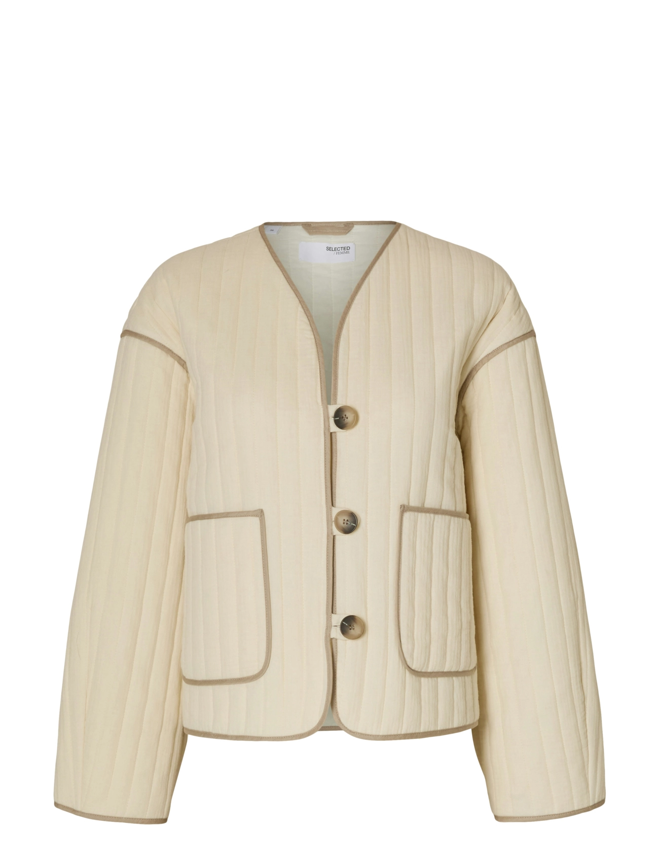 SELECTED Slflinn Quilted Jacke Cream - 36 - Damen