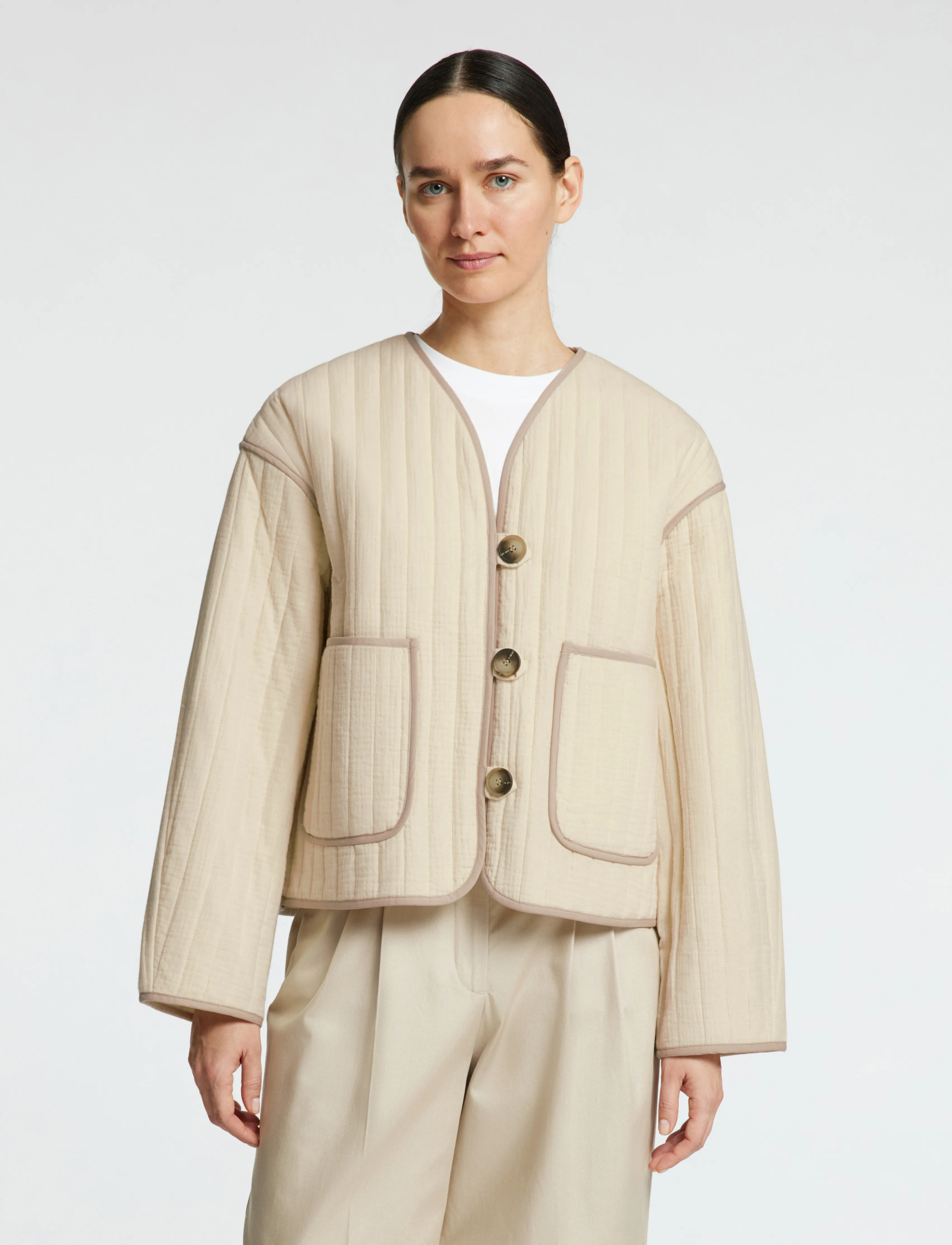 Selected Slflinn Quilted Jacket, 38, Jackets, Creme - Frauen