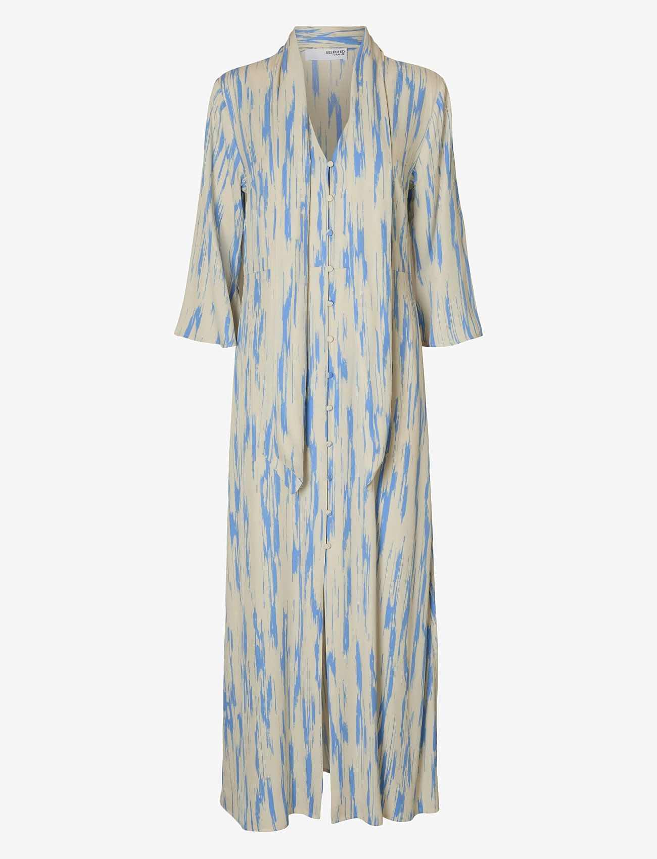 Selected - SLFBAELA 3/4 AOP ANKLE DRESS B - midikleider - birch - 1