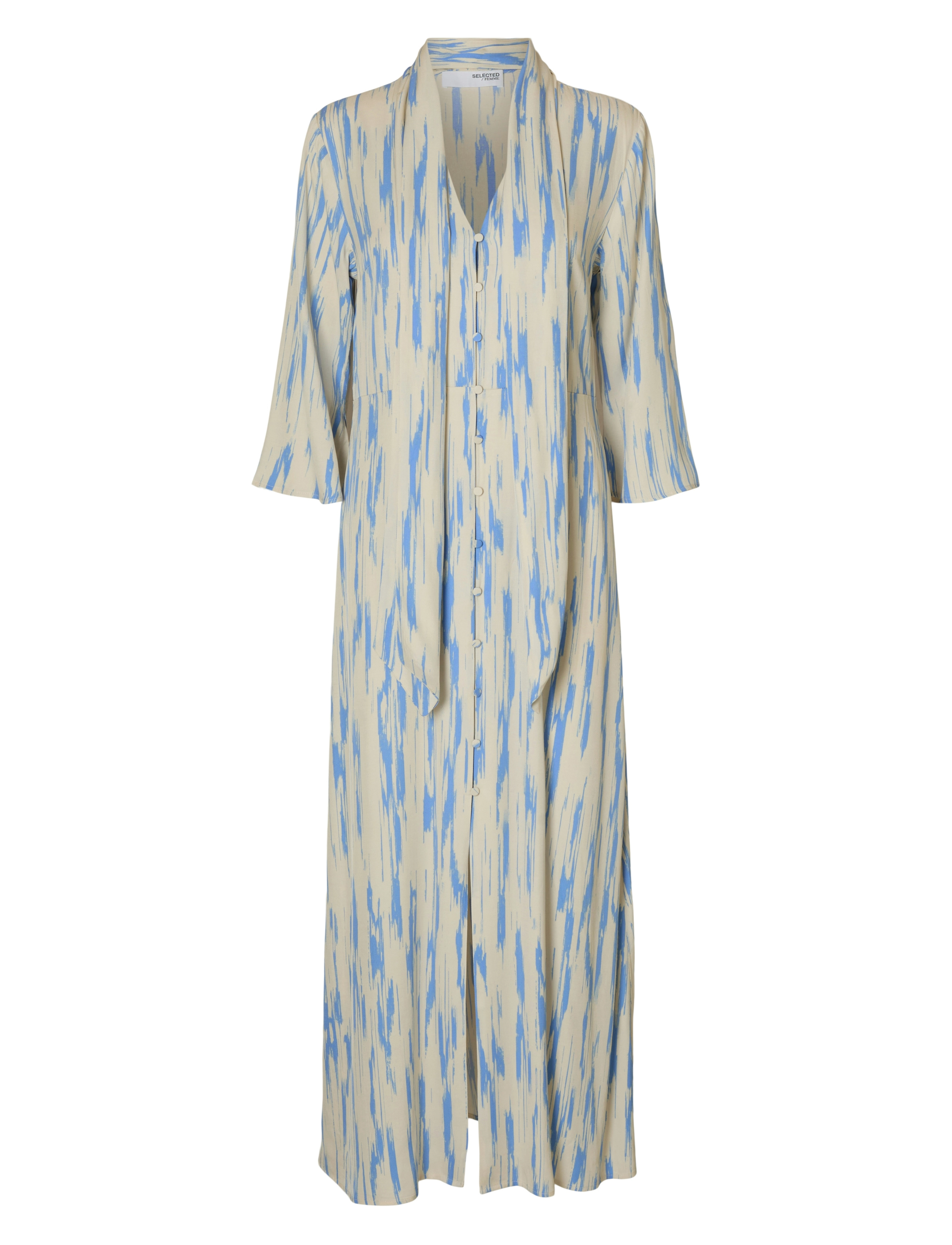 Selected SLFBAELA 3/4 AOP ANKLE DRESS B - Selected - BIRCH / blue