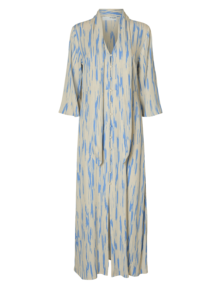 Selected - SLFBAELA 3/4 AOP ANKLE DRESS B - midikleider - birch - 1