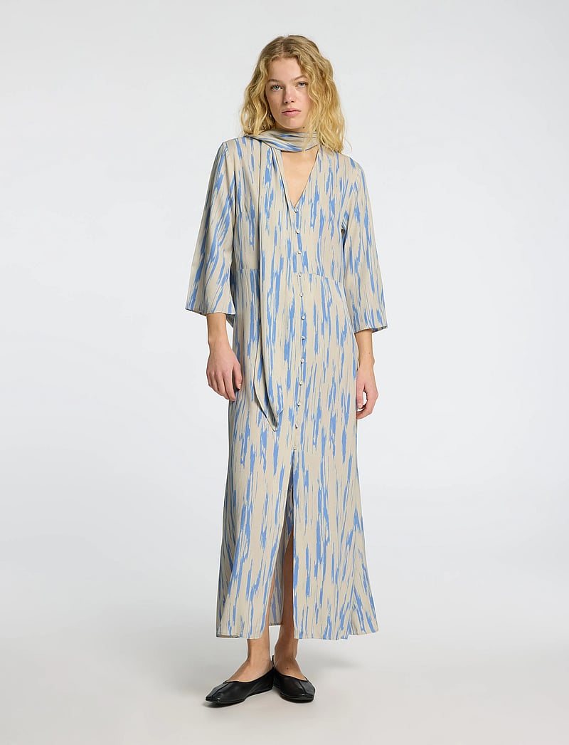 Selected - SLFBAELA 3/4 AOP ANKLE DRESS B - midikleider - birch - 0