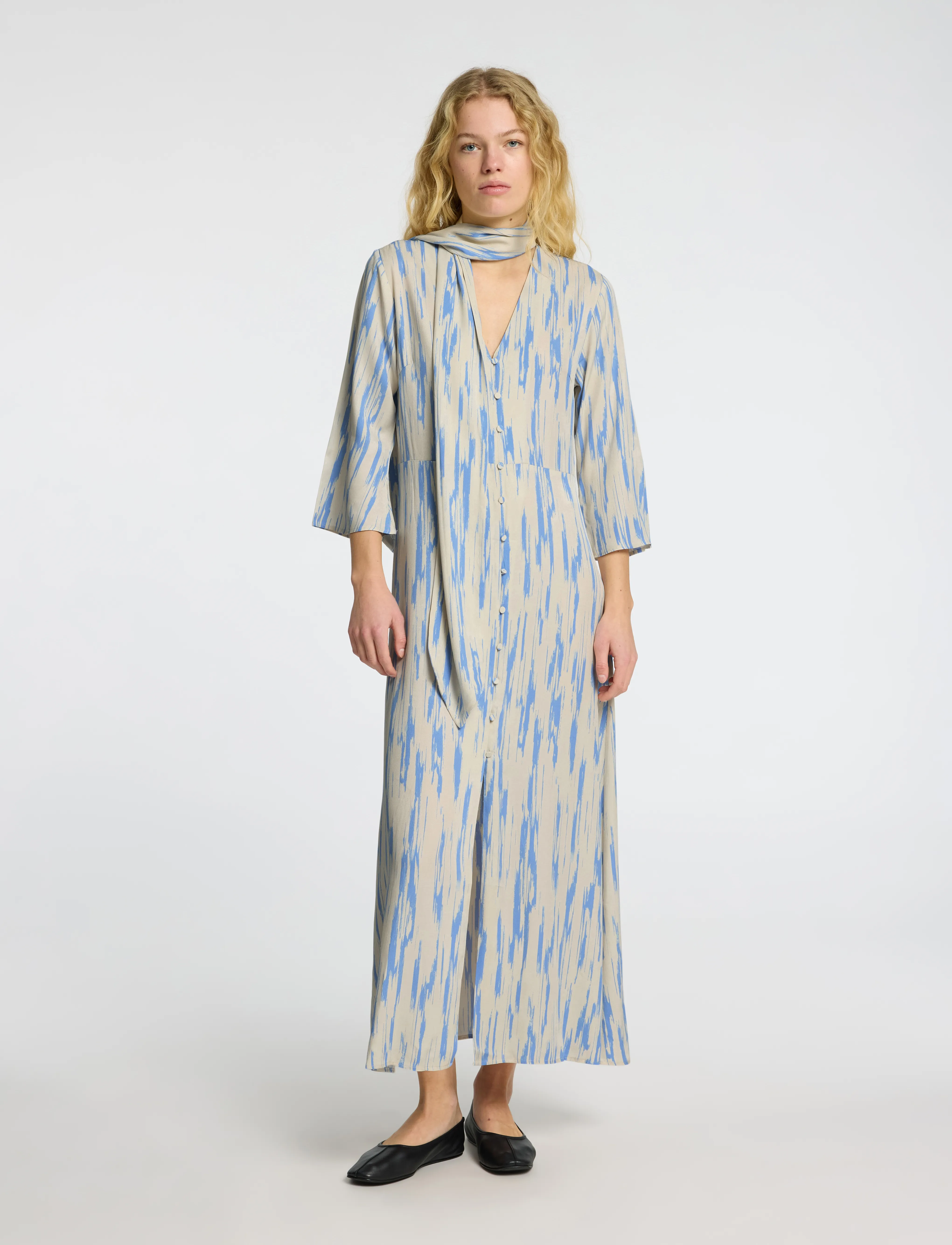 Selected - SLFBAELA 3/4 AOP ANKLE DRESS B - midikleider - birch - 3