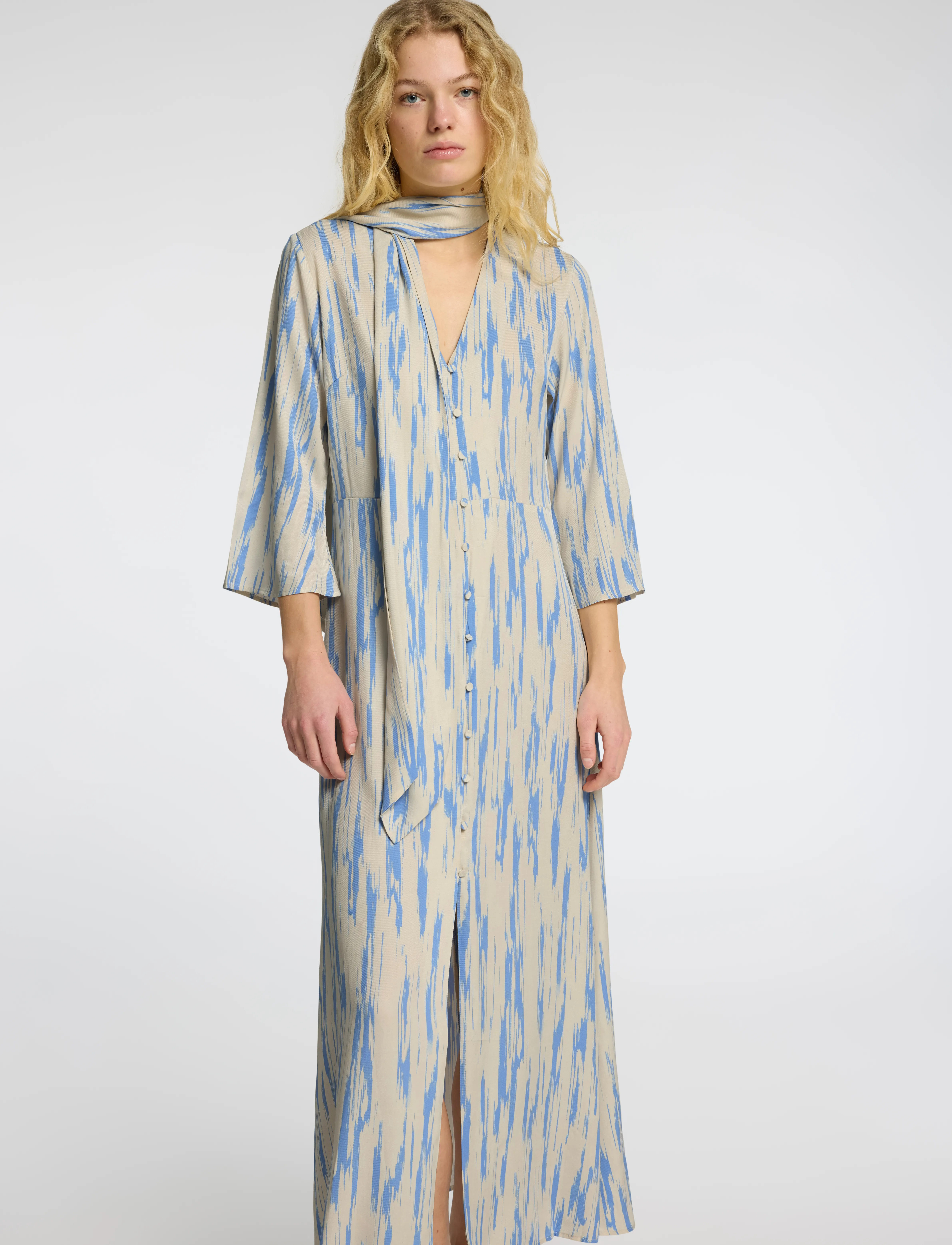 Selected - SLFBAELA 3/4 AOP ANKLE DRESS B - midikleider - birch - 5