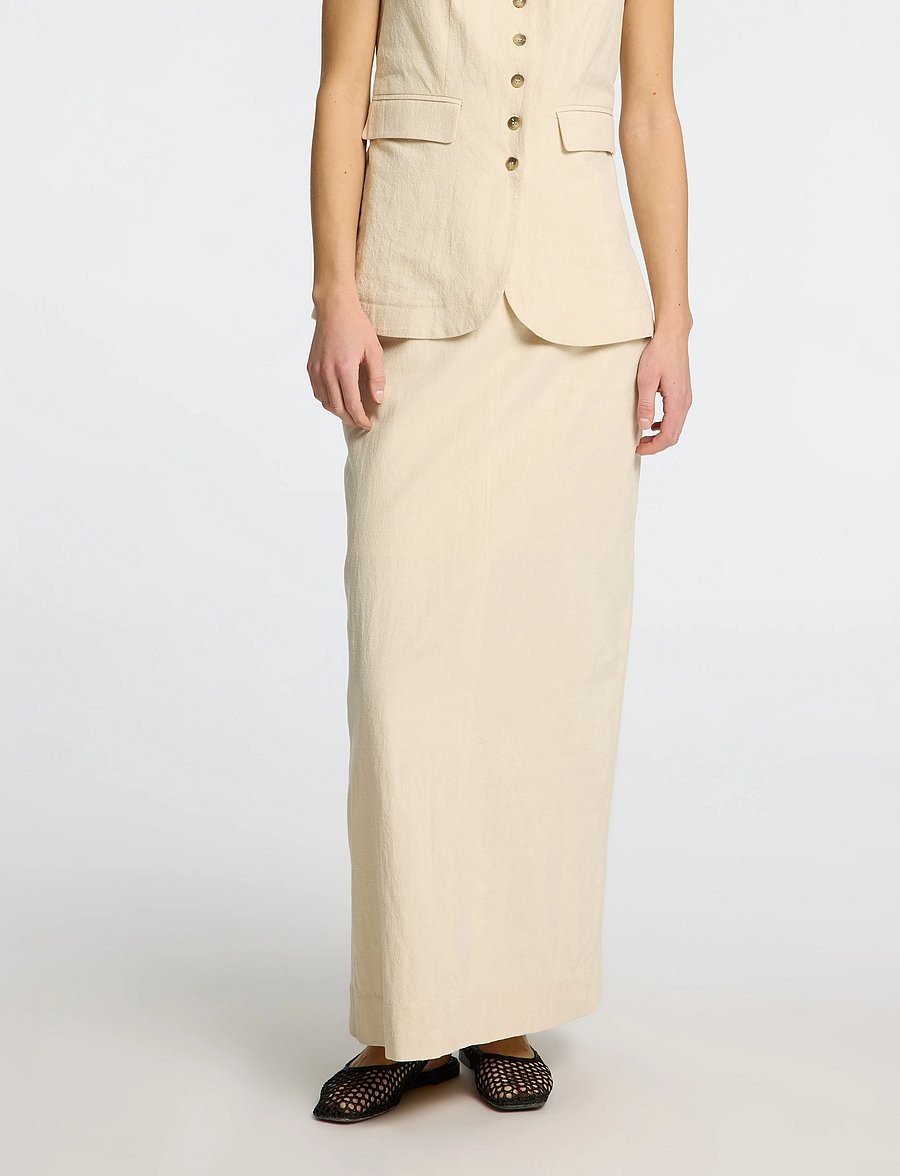 Selected - SLFILUNA HW ANKLE SLIT SKIRT B - midi-röcke - sandshell - 0