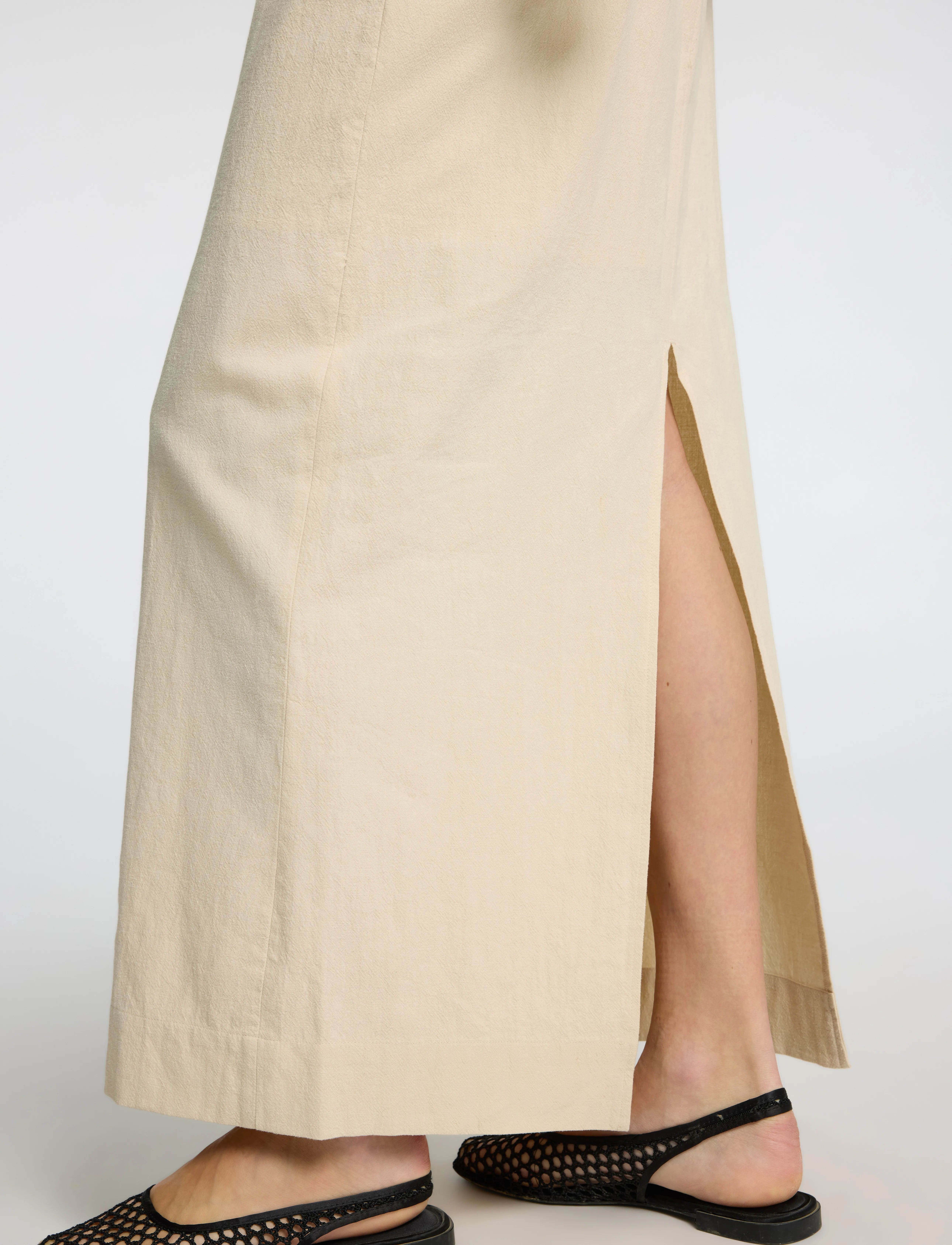 Selected - SLFILUNA HW ANKLE SLIT SKIRT B - midi-röcke - sandshell - 5