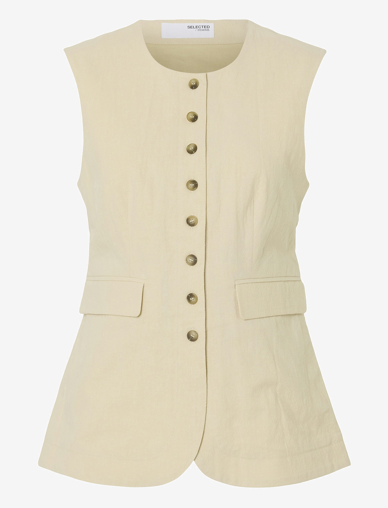 Selected - SLFILUNA SL BUTTONED POCKET VEST B - sandshell - 1