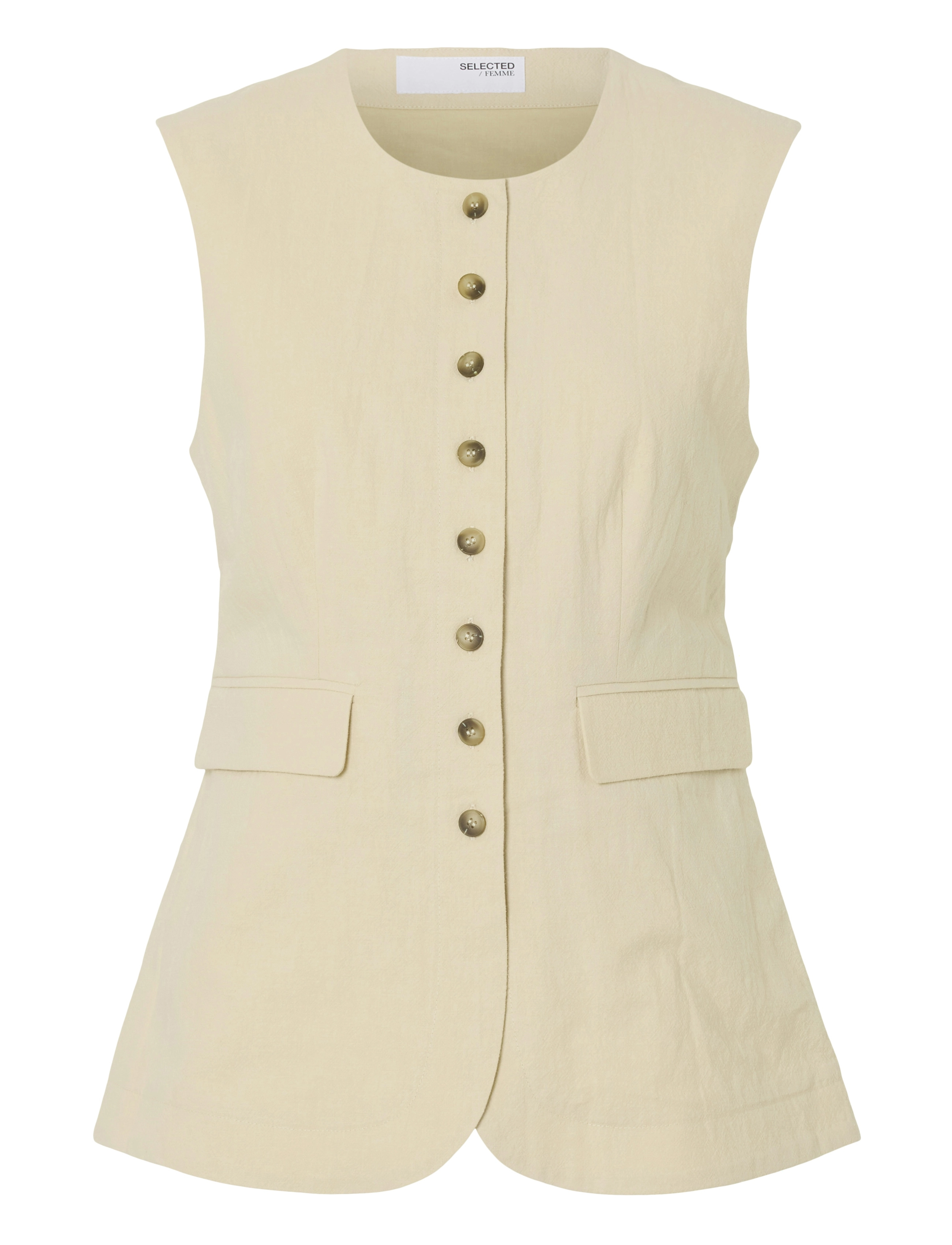 Selected SLFILUNA SL BUTTONED POCKET VEST B - Vests - SANDSHELL / cream
