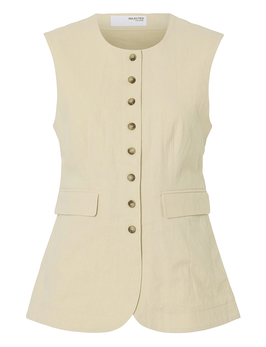 Selected - SLFILUNA SL BUTTONED POCKET VEST B - liivit - sandshell - 1