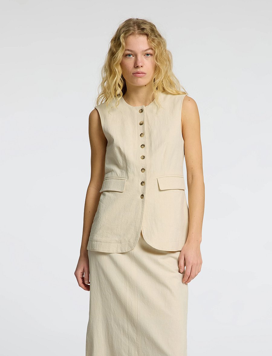 Selected - SLFILUNA SL BUTTONED POCKET VEST B - liivit - sandshell - 0