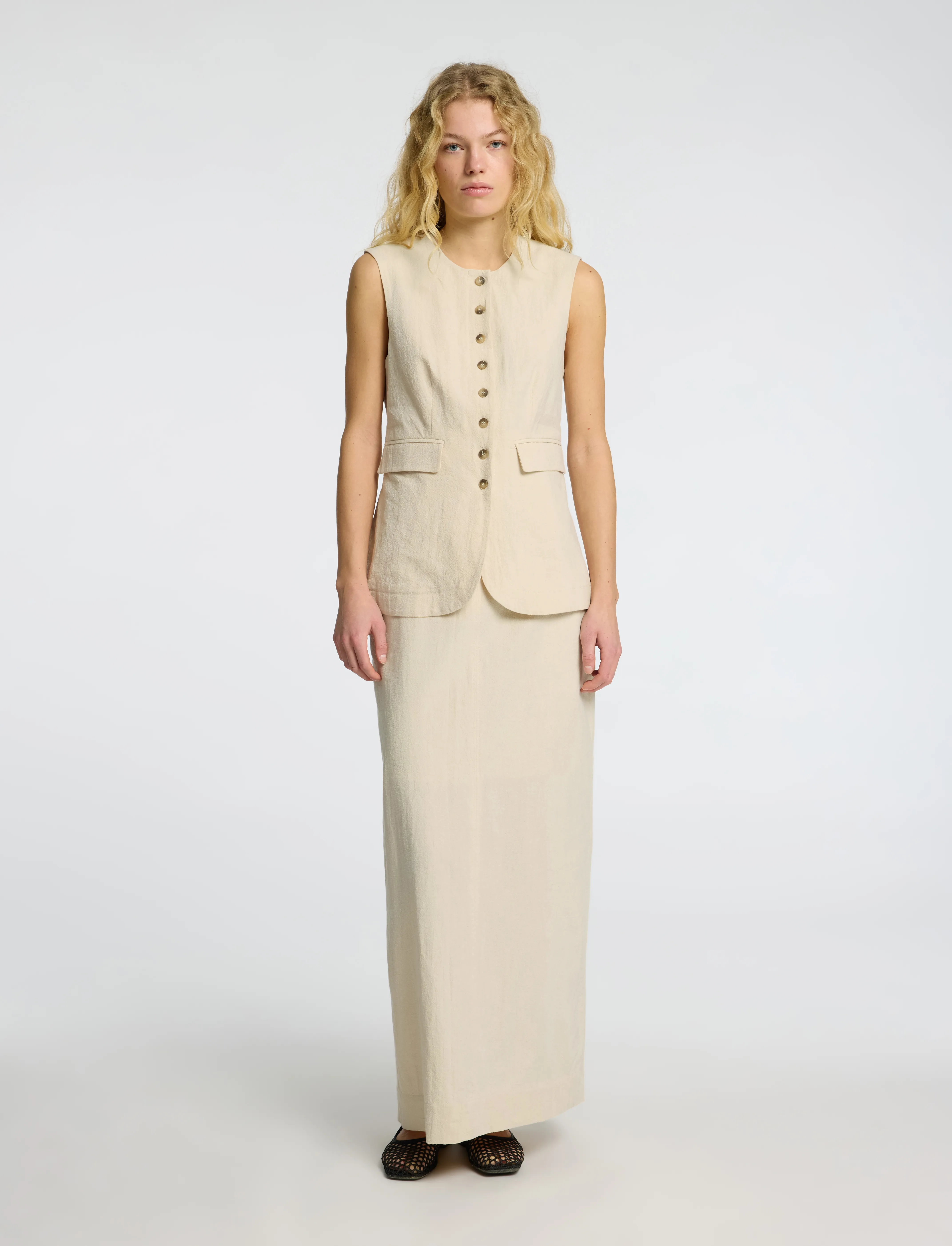 Selected - SLFILUNA SL BUTTONED POCKET VEST B - vesti - sandshell - 3