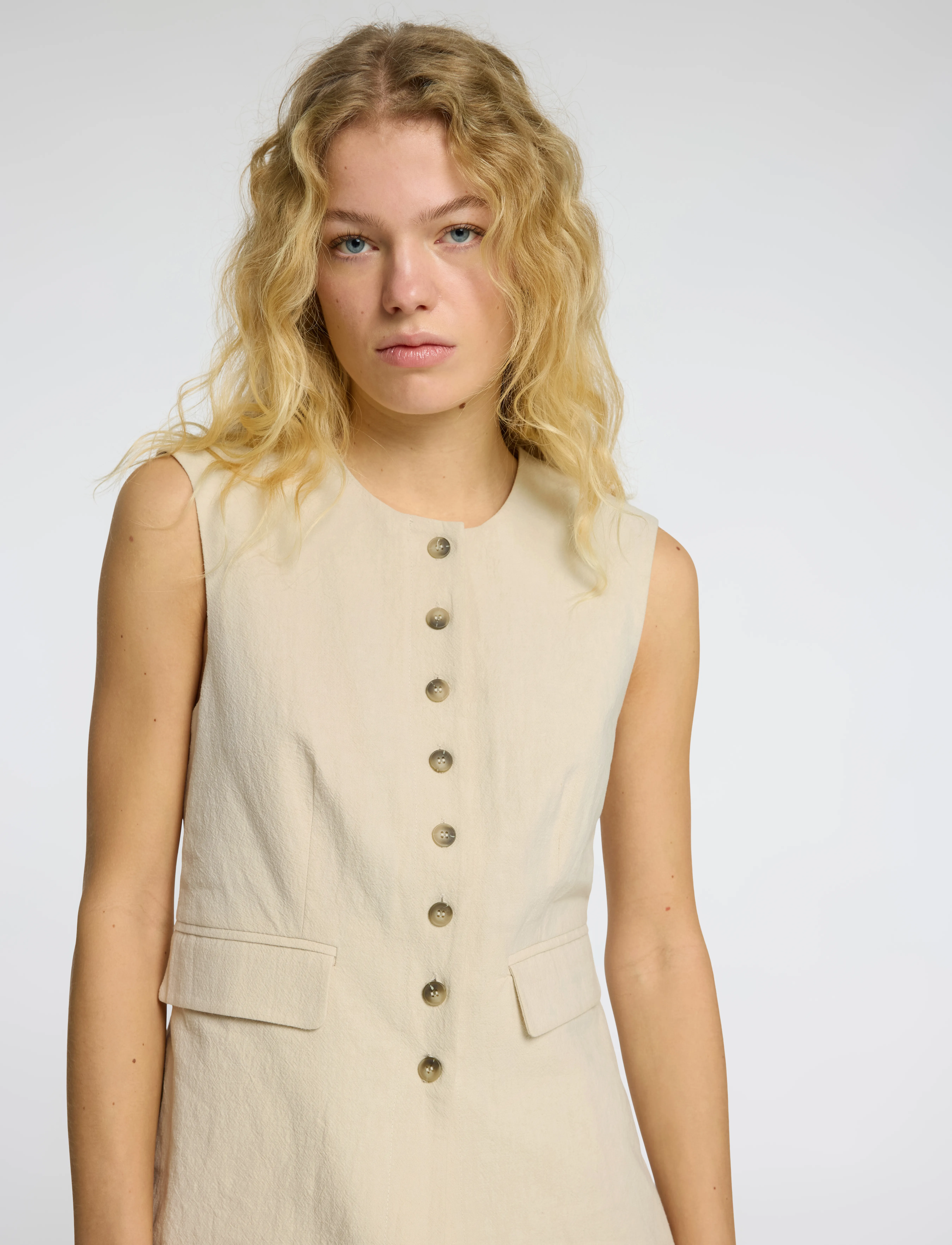 Selected - SLFILUNA SL BUTTONED POCKET VEST B - vesti - sandshell - 4