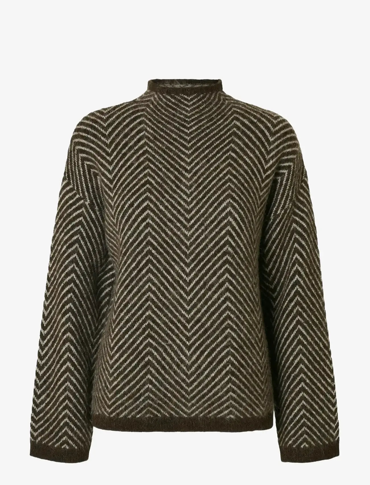 Selected - SLFLULU LS HERRINGBONE KNIT HIGH NECK - pullover - delicioso - 1