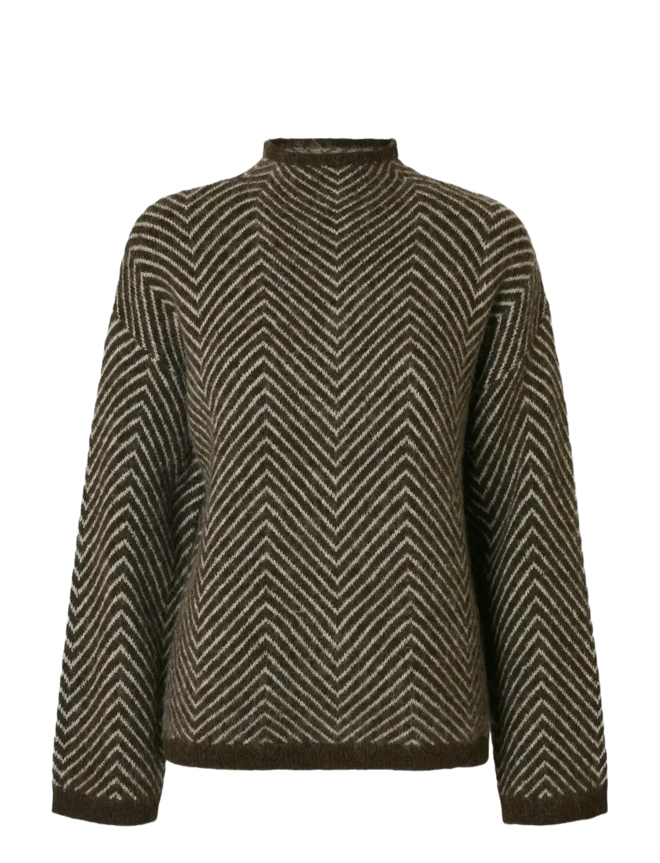 Selected SLFLULU LS HERRINGBONE KNIT HIGH NECK - Transitional Layering - DELICIOSO / brown