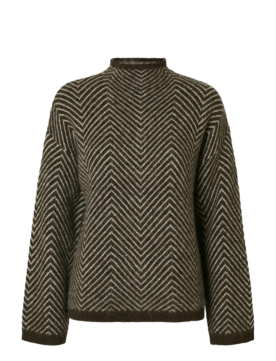 Selected - SLFLULU LS HERRINGBONE KNIT HIGH NECK - pullover - delicioso - 1