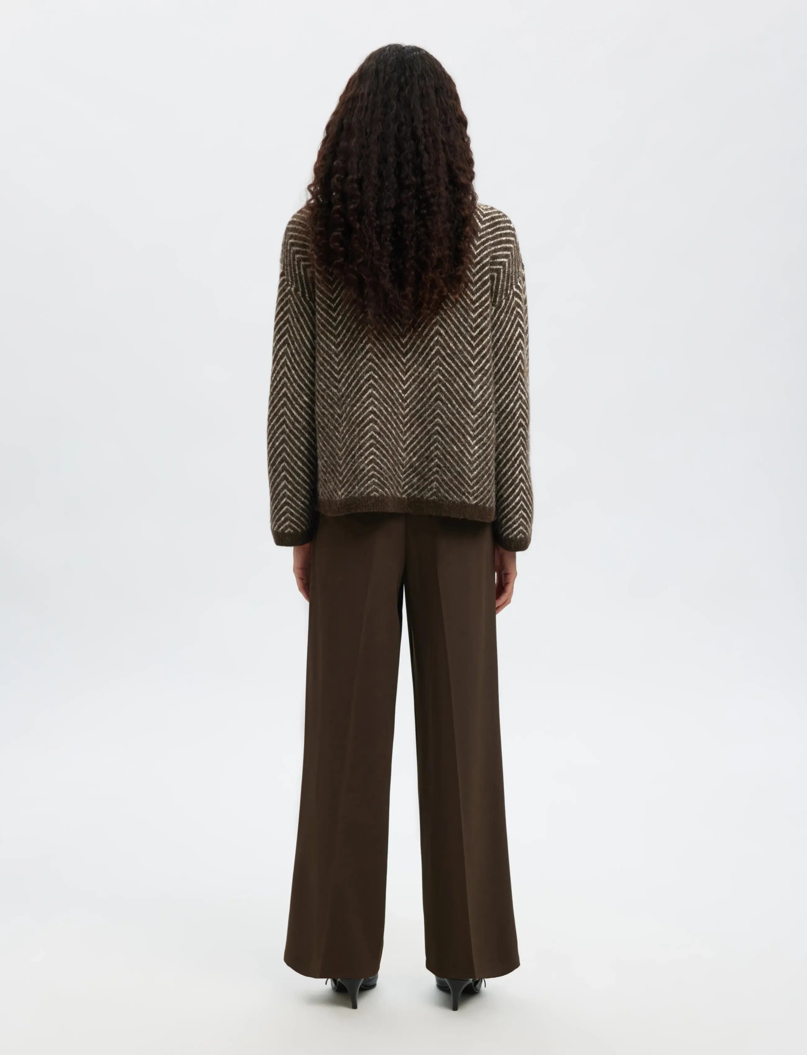 Selected - SLFLULU LS HERRINGBONE KNIT HIGH NECK - pullover - delicioso - 2