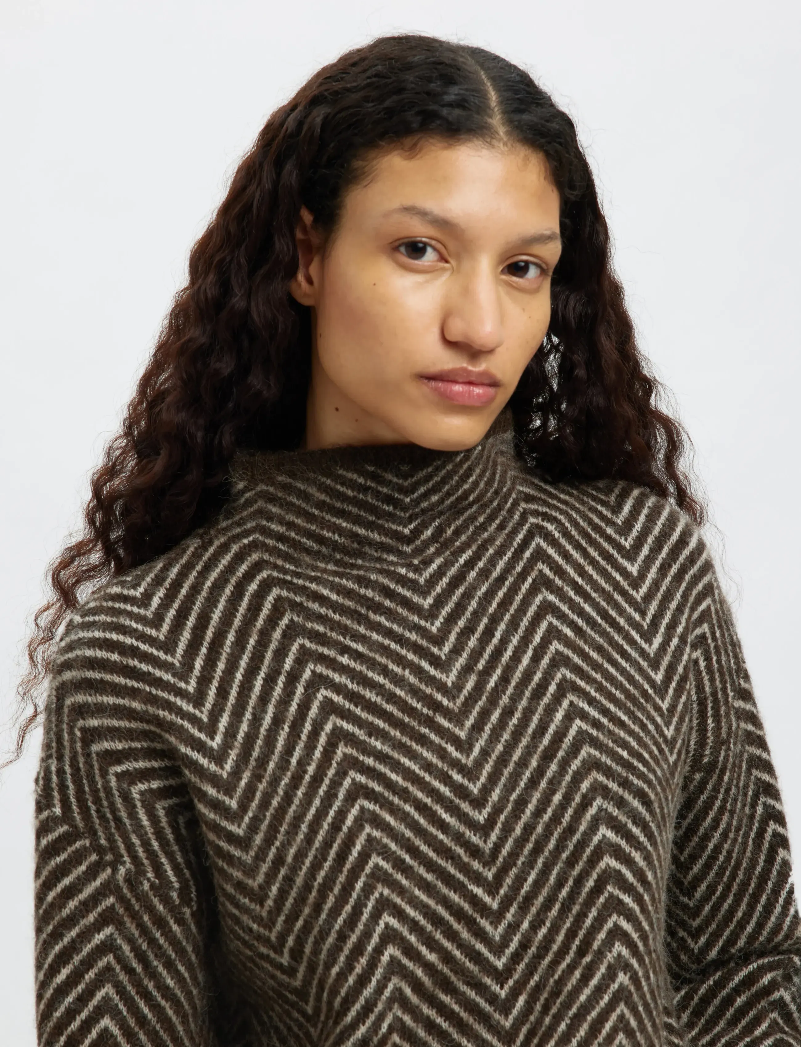 Selected - SLFLULU LS HERRINGBONE KNIT HIGH NECK - pullover - delicioso - 4
