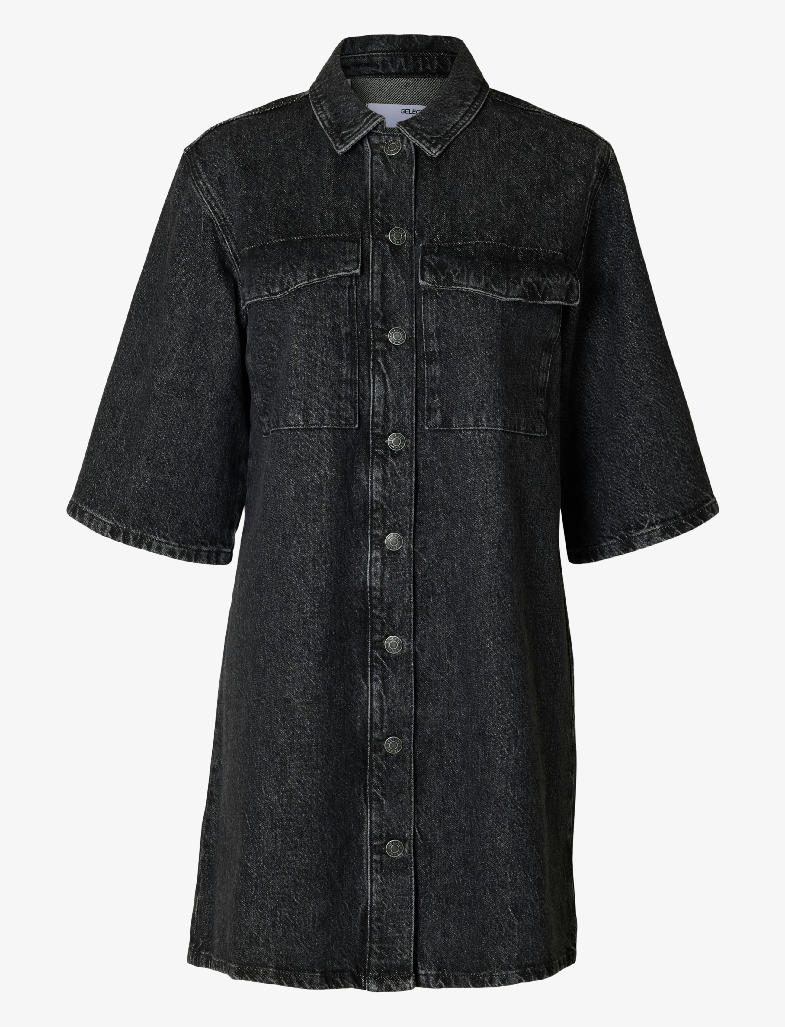 Selected SLFHARPER SHORT DRESS - Denim-tyylit - BLACK / black