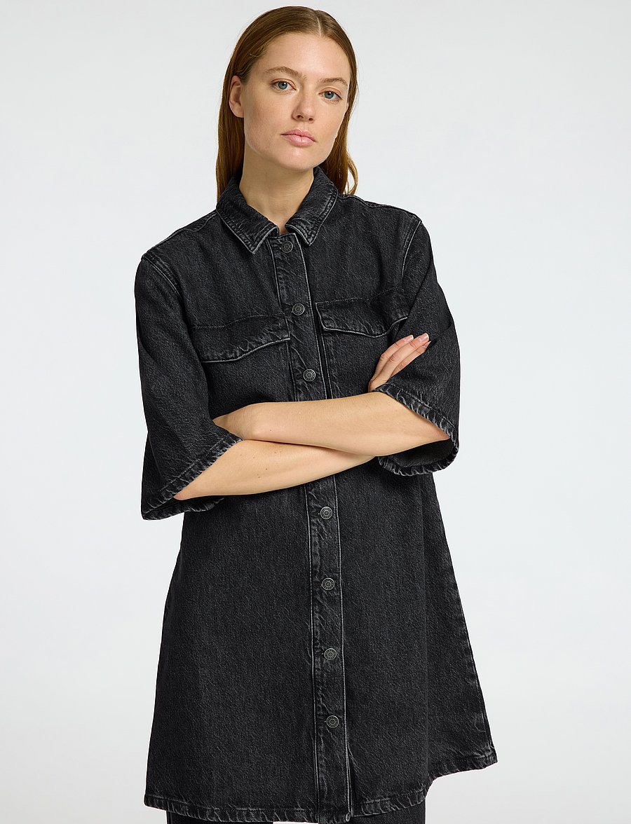 Selected - SLFHARPER SHORT DRESS - robes chemises - black - 3