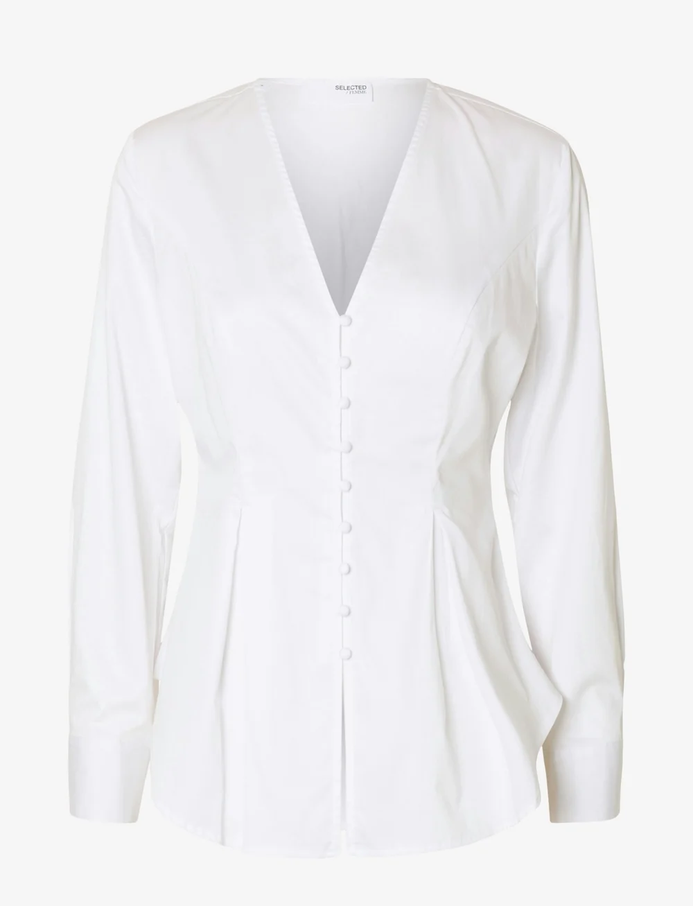 Selected - SLFNAJA LS FITTED BUTTONED SHIRT - langärmlige hemden - bright white - 1