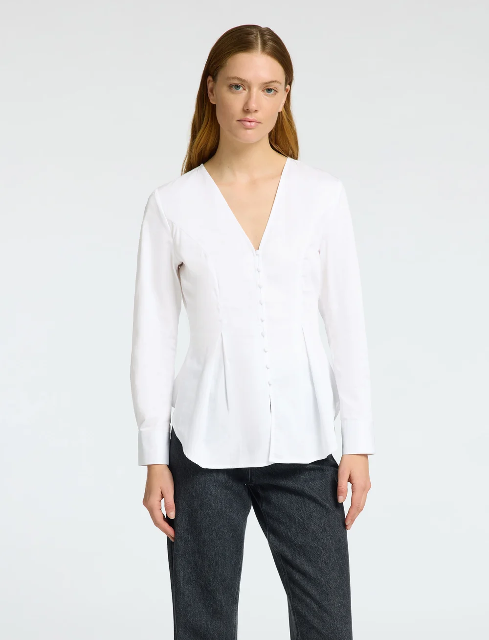 Selected - SLFNAJA LS FITTED BUTTONED SHIRT - langärmlige hemden - bright white - 0