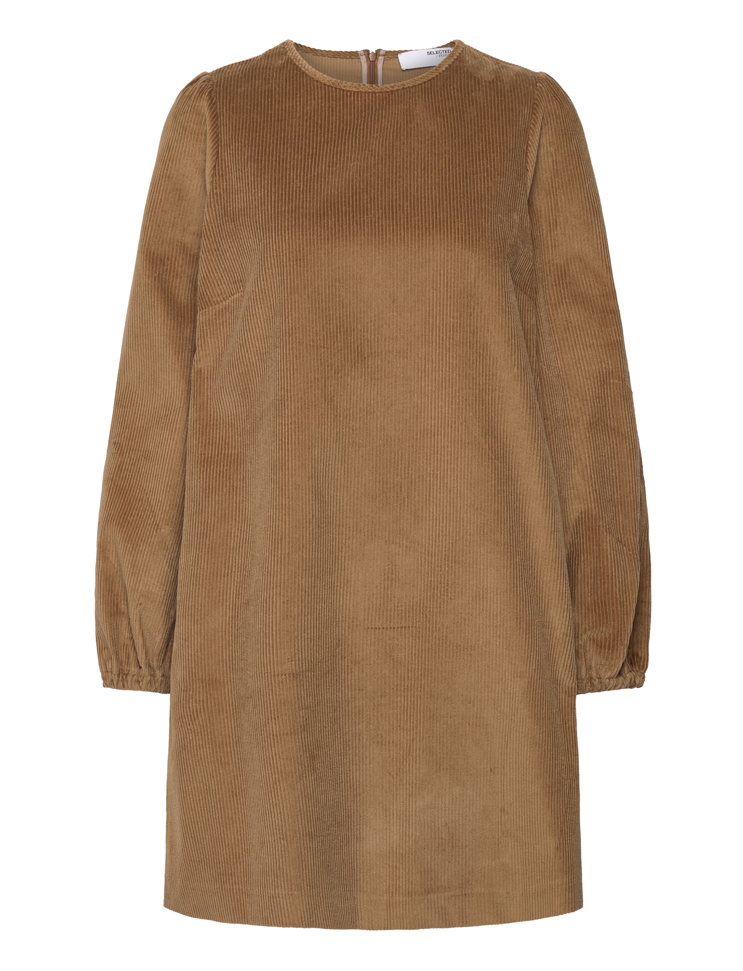 Selected SLFJENNY LS O-NECK CORDUROY DRESS D2 - Kjoler - CAMEL / brown