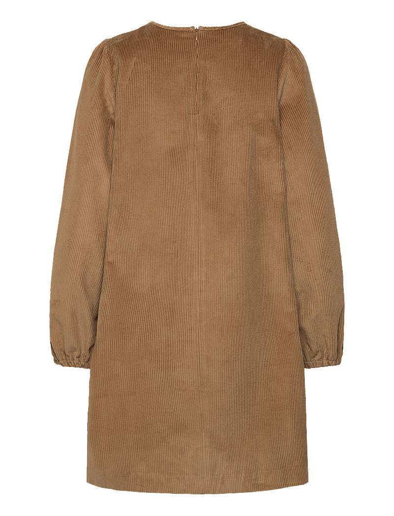 Selected - SLFJENNY LS O-NECK CORDUROY DRESS D2 - kurze kleider - camel - 1