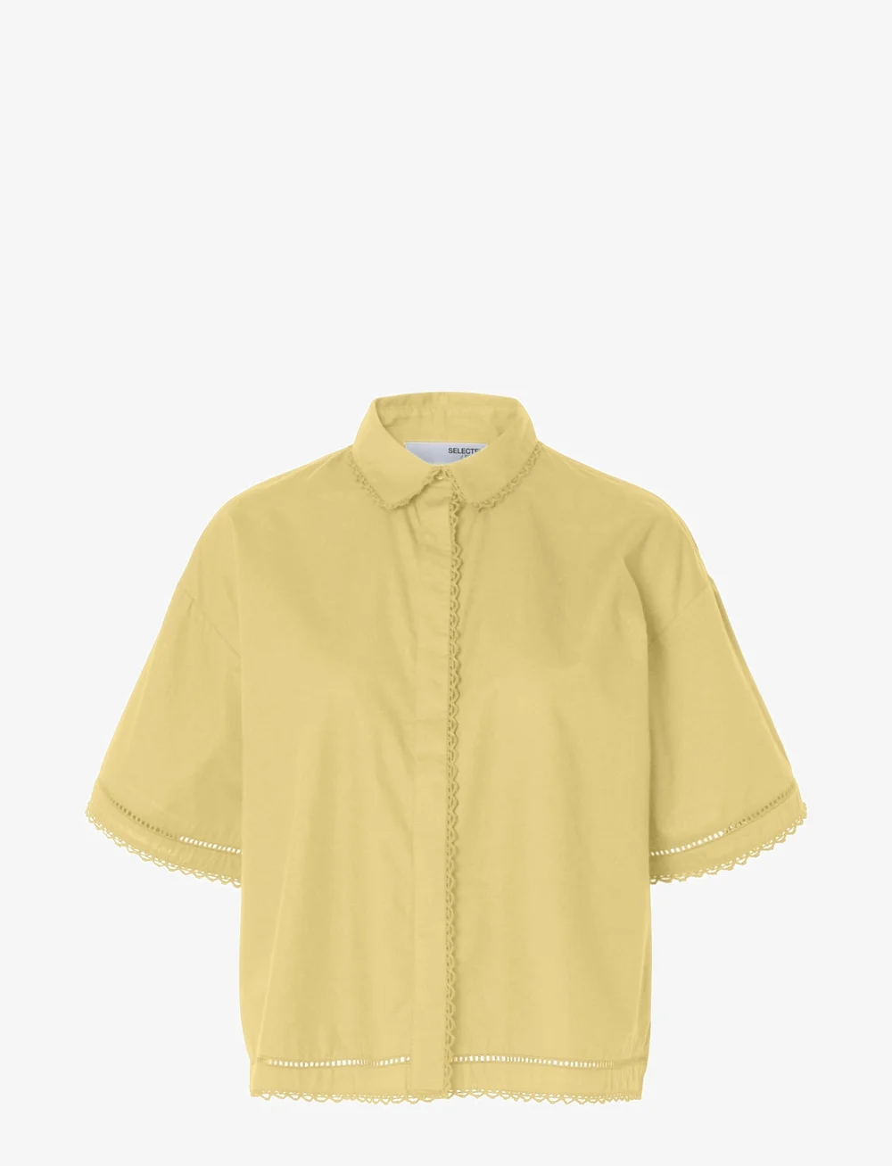 Selected - SLFNOVI SS CROCHET DETAIL SHIRT B - kortärmade skjortor - sundress - 1