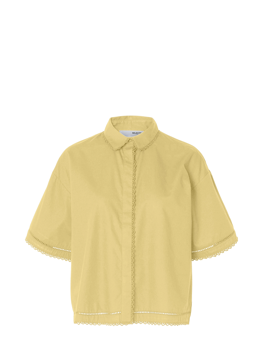 Selected - SLFNOVI SS CROCHET DETAIL SHIRT B - kurzärmlige hemden - sundress - 1