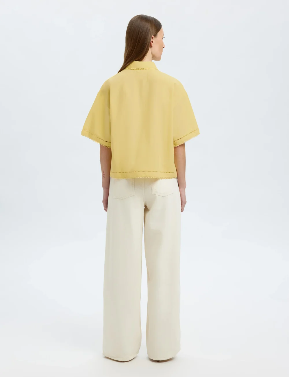 Selected - SLFNOVI SS CROCHET DETAIL SHIRT B - kortärmade skjortor - sundress - 2