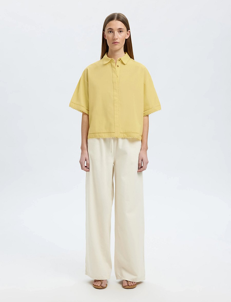 Selected - SLFNOVI SS CROCHET DETAIL SHIRT B - kurzärmlige hemden - sundress - 3