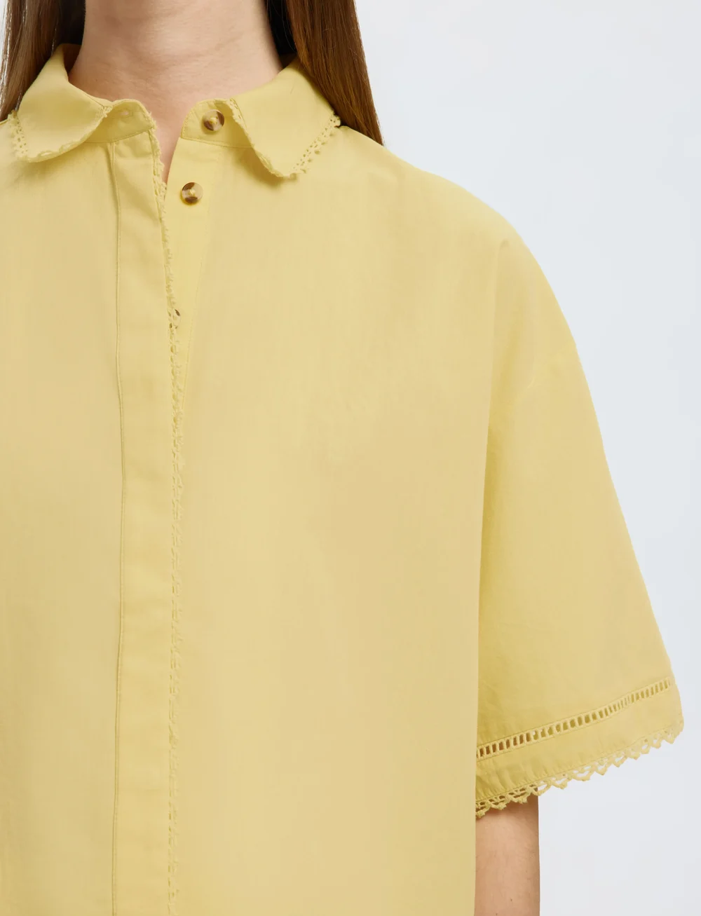 Selected - SLFNOVI SS CROCHET DETAIL SHIRT B - kortärmade skjortor - sundress - 4