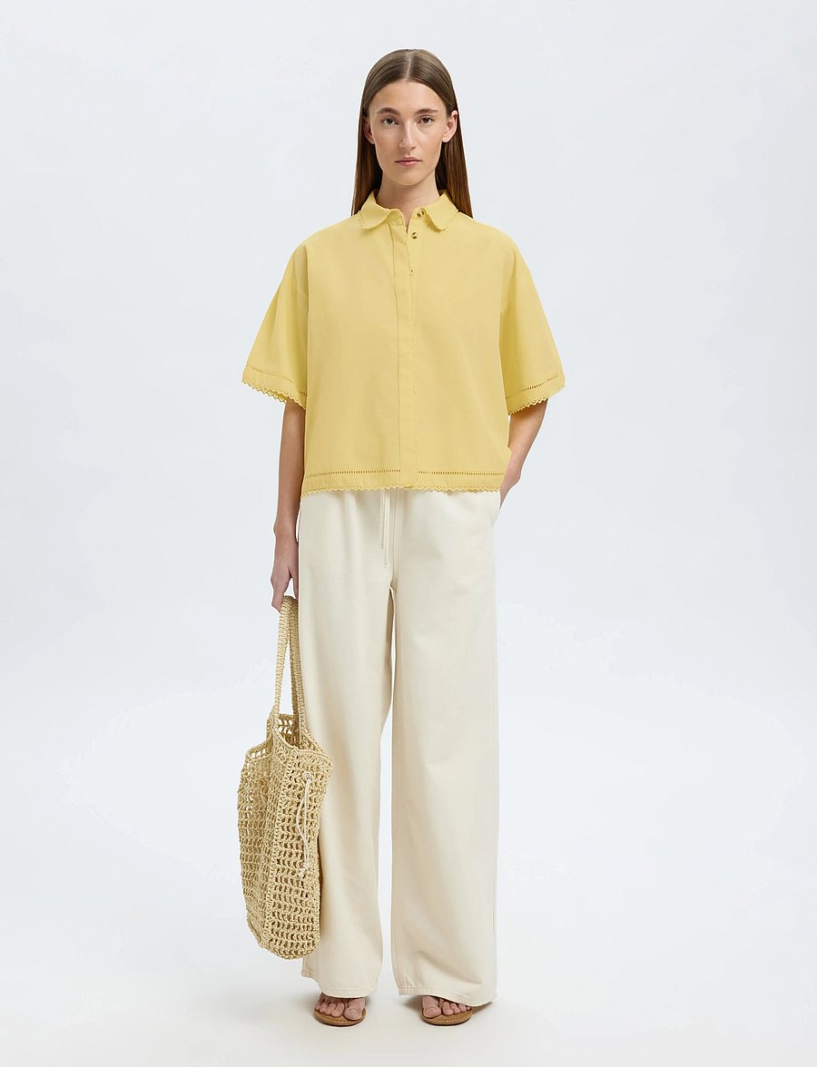 Selected - SLFNOVI SS CROCHET DETAIL SHIRT B - kurzärmlige hemden - sundress - 5
