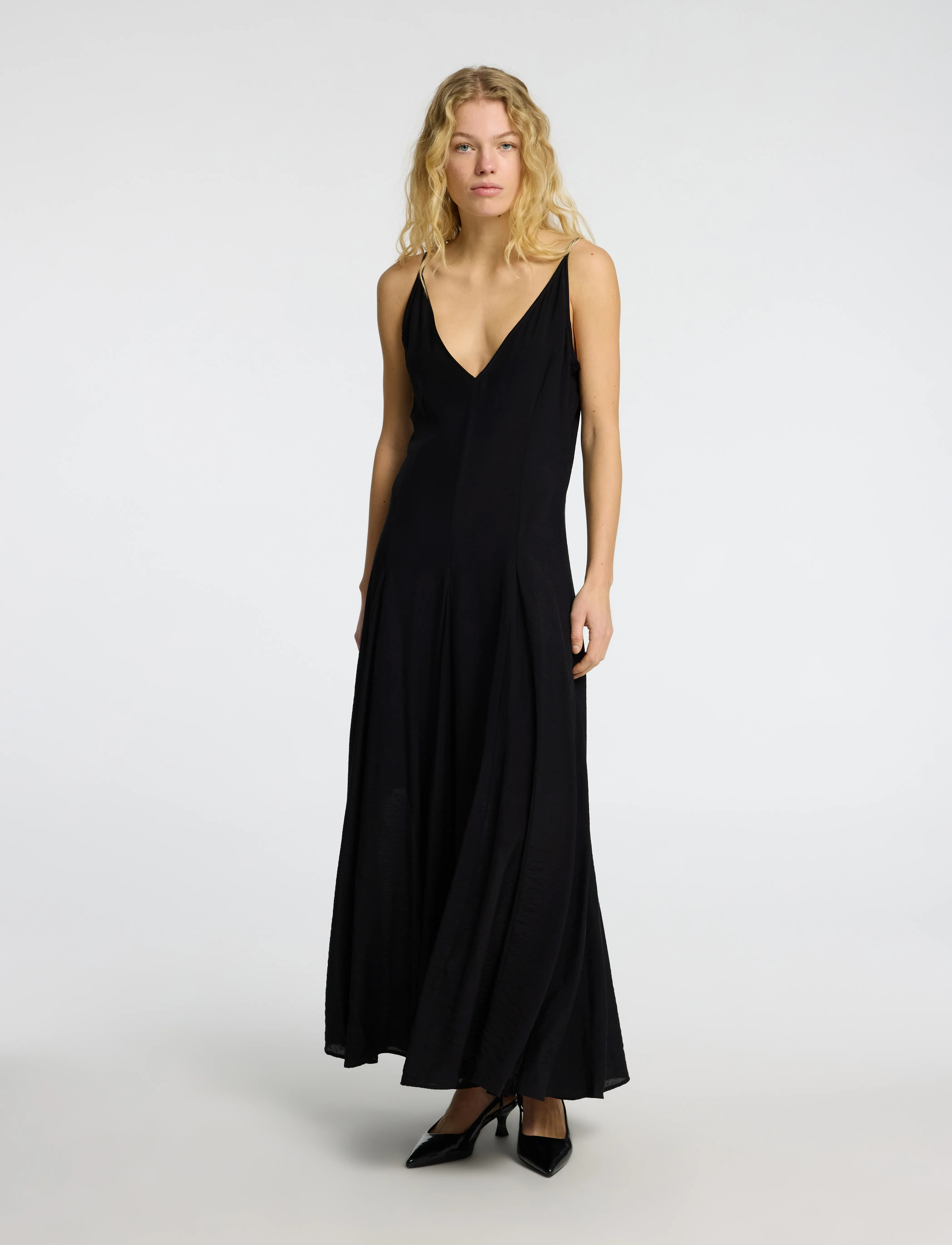 Selected Slfjosella Tiered Ankle Strap Dress, 38, Black > Dresses, Dame