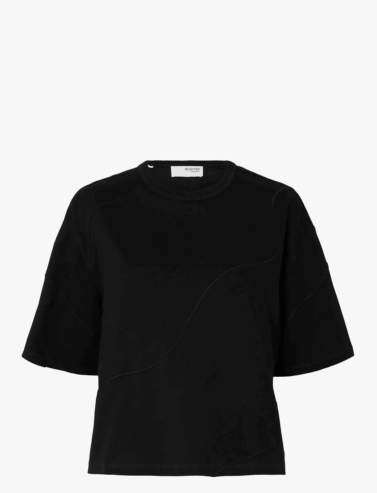 Selected - SLFPENNY SS EMBROIDERED TEE - t-shirts - black - 1