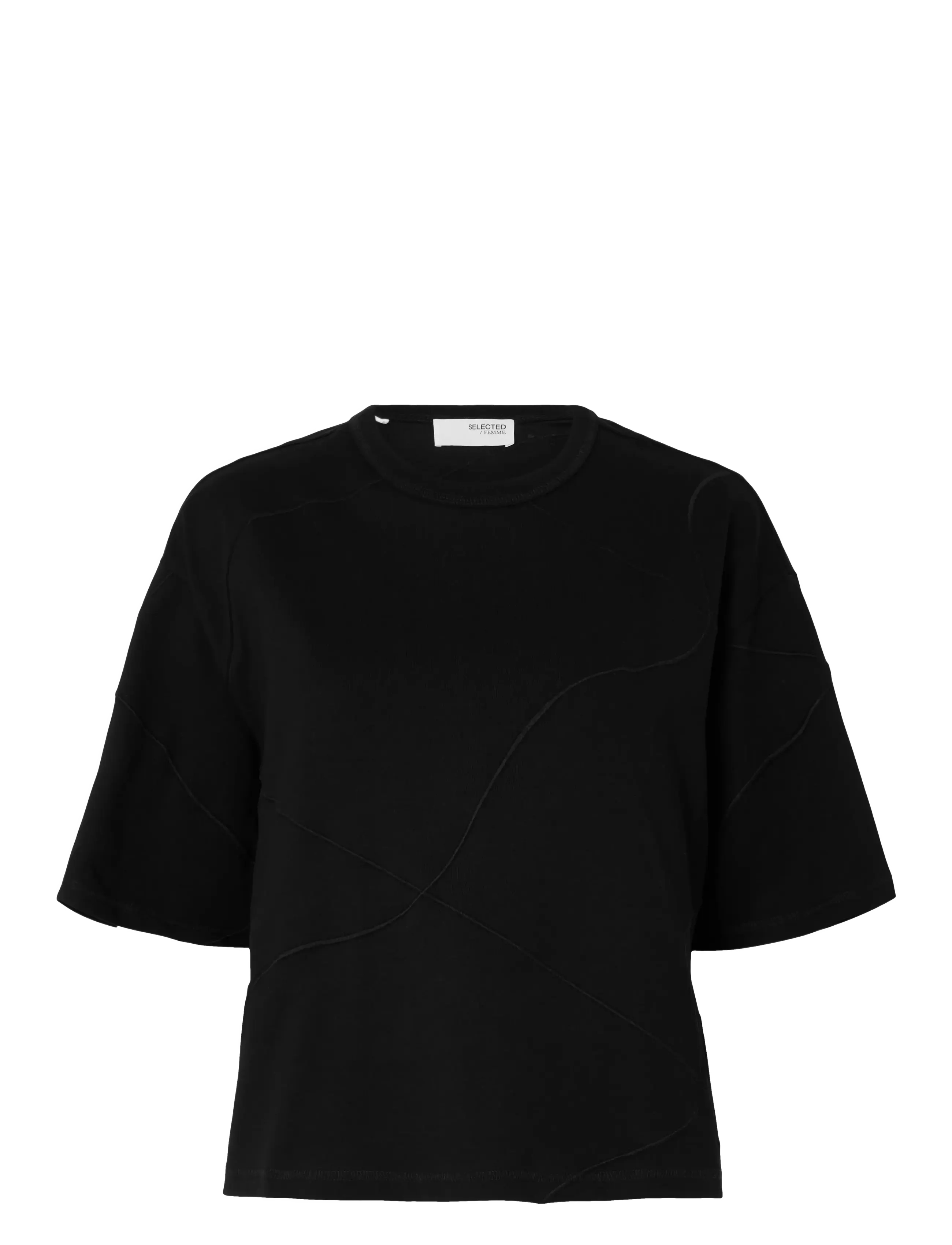 Selected SLFPENNY SS EMBROIDERED TEE - Selected - BLACK / black