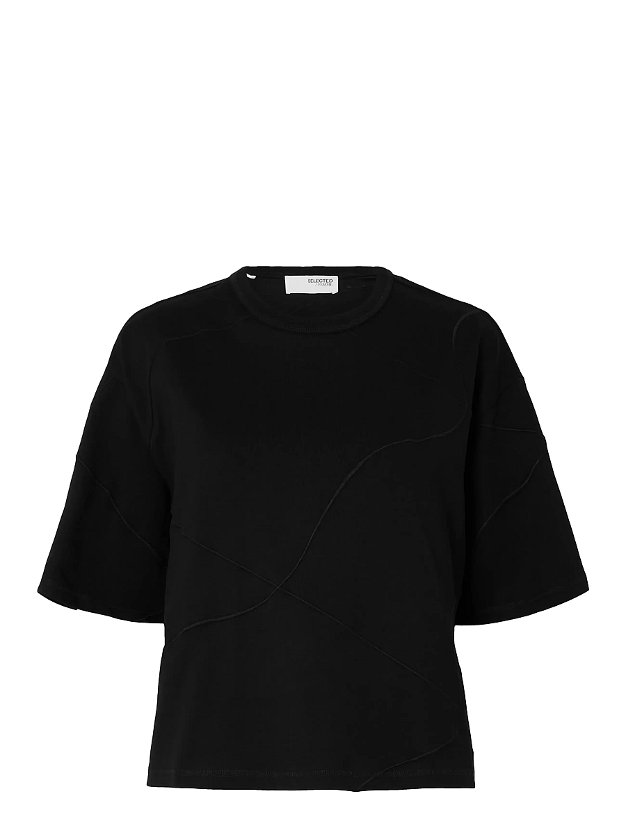 Selected - SLFPENNY SS EMBROIDERED TEE - t-paidat - black - 1