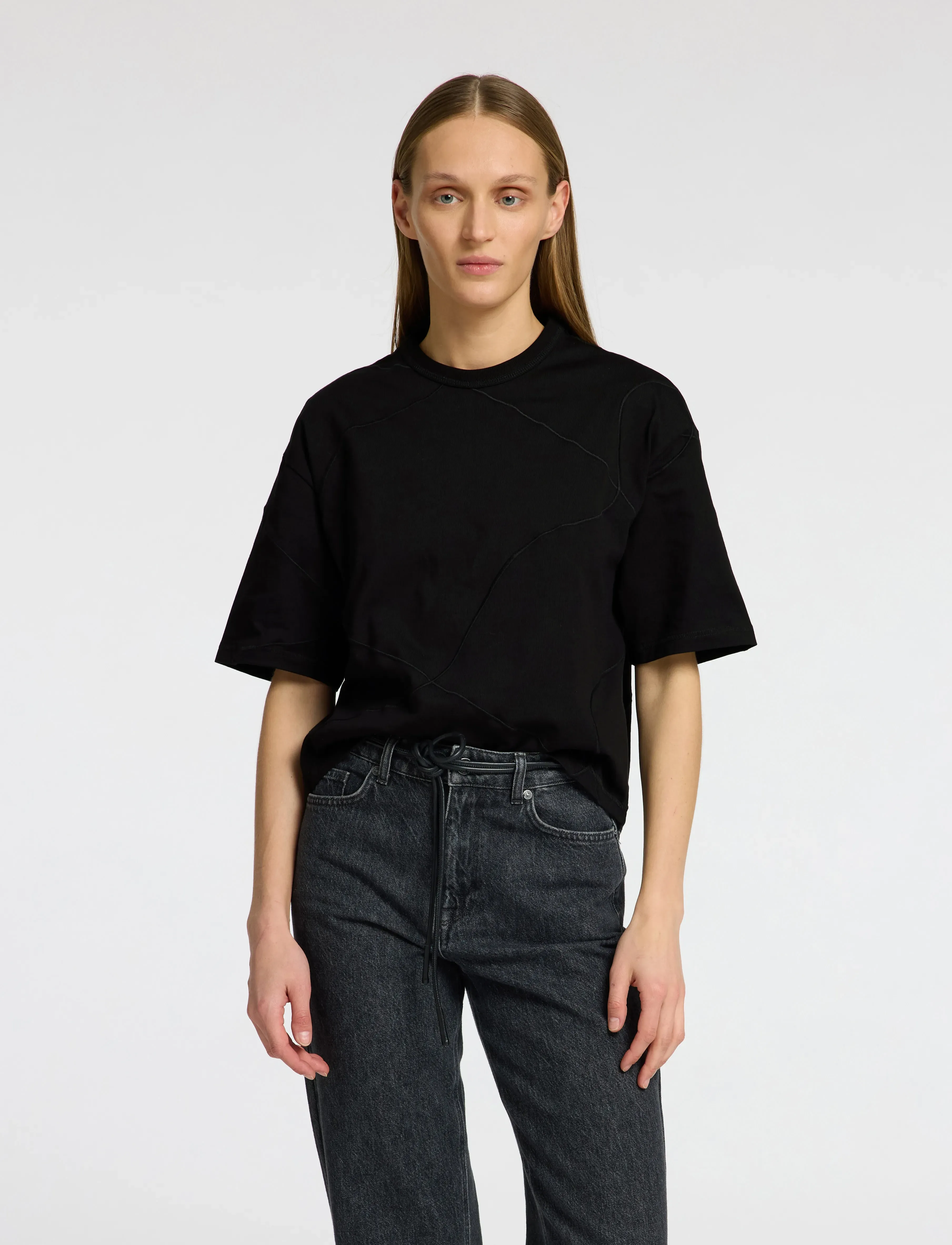 Selected Slfpenny Ss Embroidered Tee, XS, T-shirts & Oberteile, Schwarz - Short-sleeved, Frauen