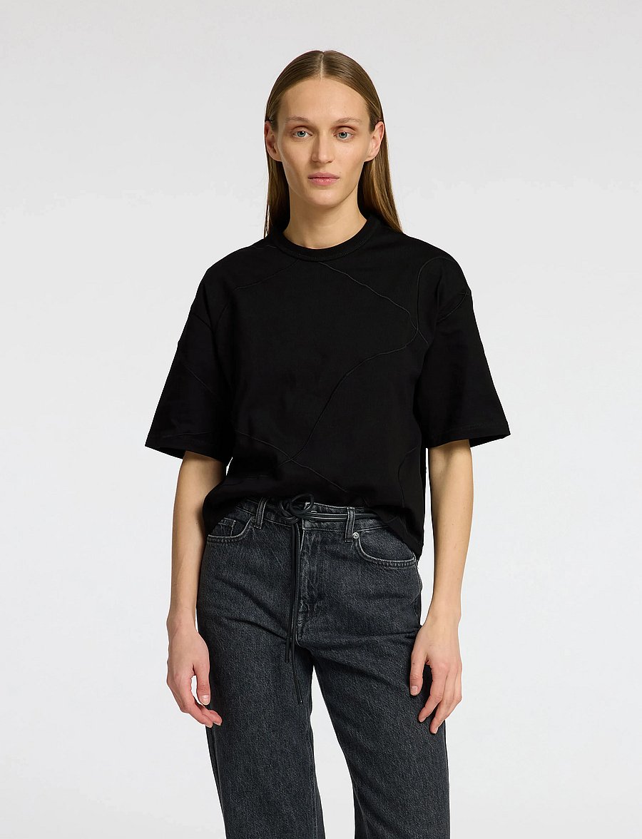 Selected - SLFPENNY SS EMBROIDERED TEE - t-paidat - black - 0