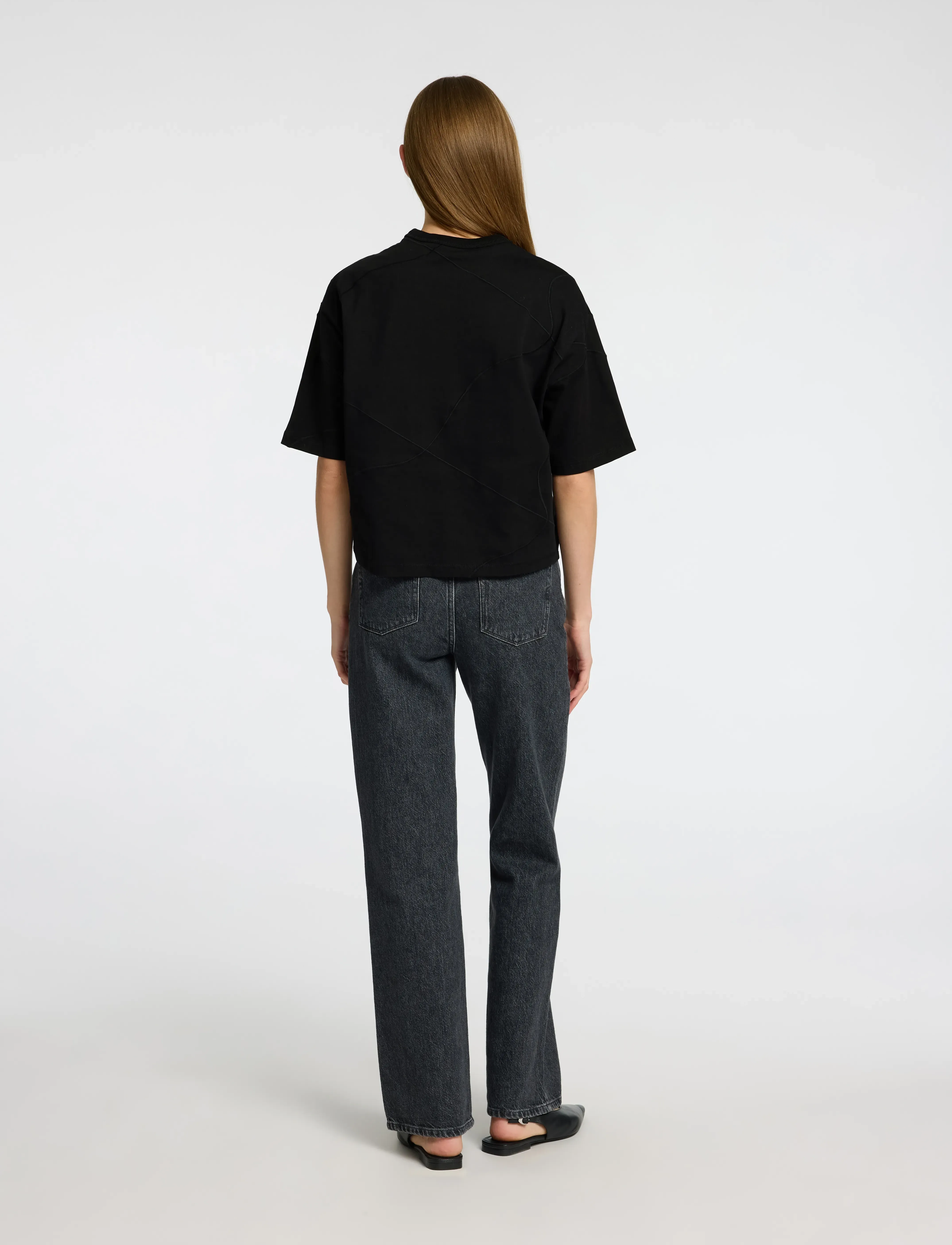 Selected - SLFPENNY SS EMBROIDERED TEE - t-shirts - black - 2